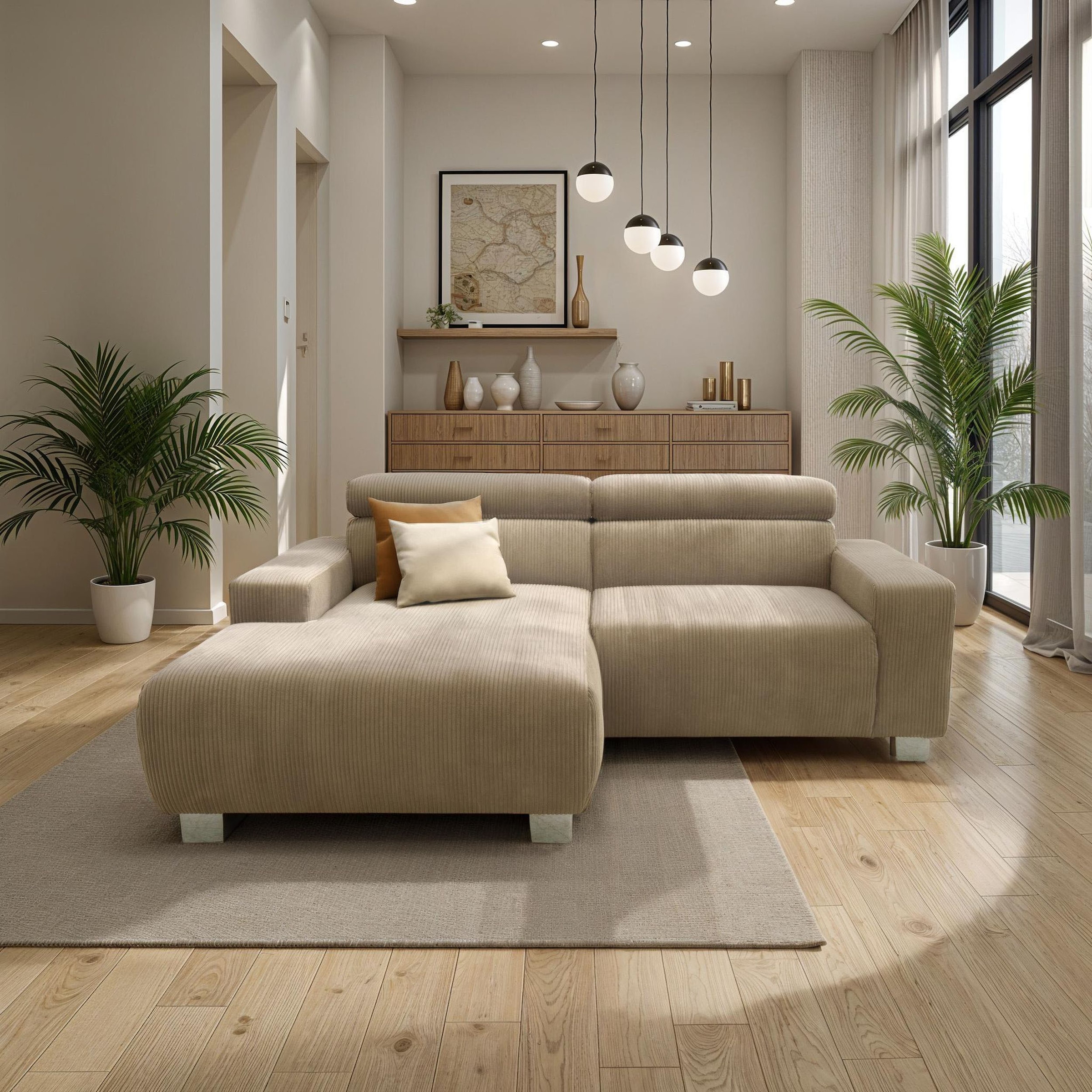 DOMO collection Ecksofa "100030 inkl. Kopfteilverstellung, guter Sitzkomfor günstig online kaufen