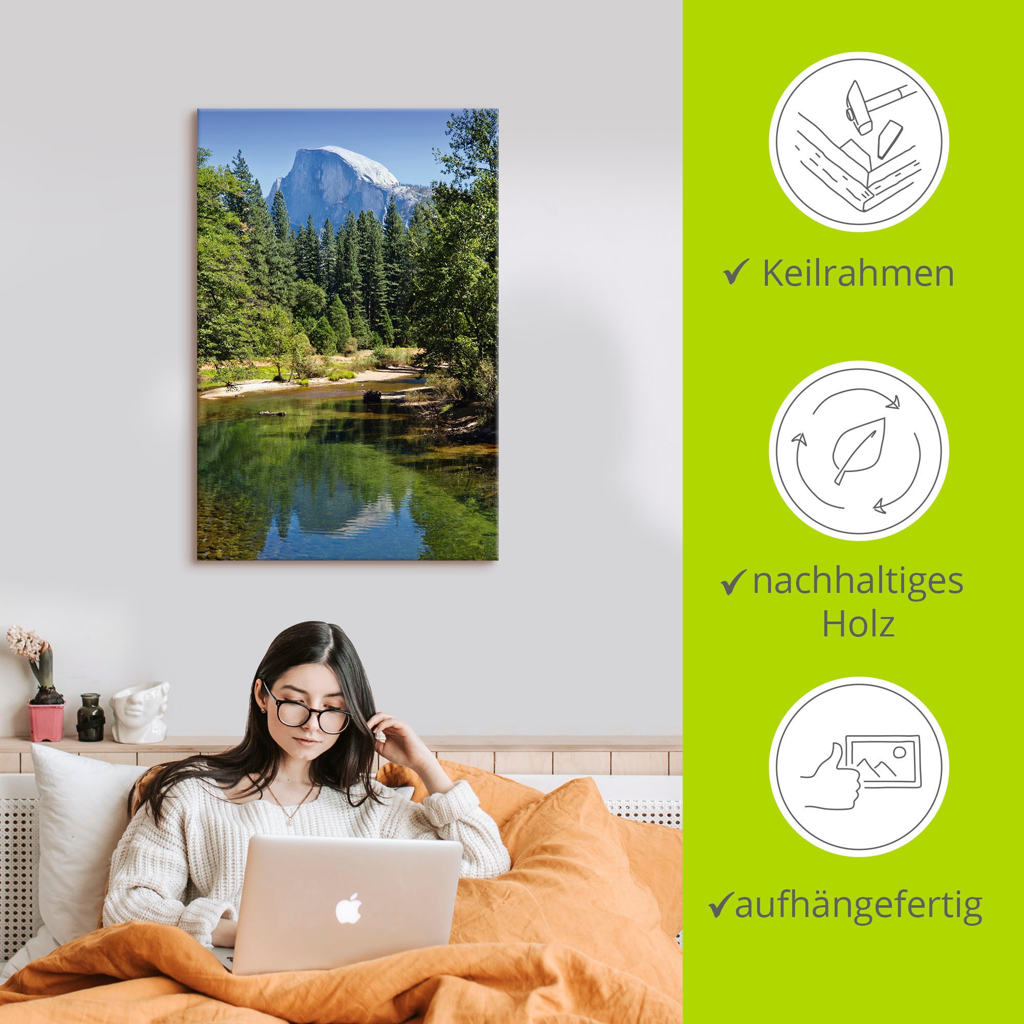 Artland Wandbild »Yosemite Valley Half Dome River of Mercy«, Gewässer, (1 St.), als Alubild, Outdoorbild, Leinwandbild, Poster in verschied. Größen
