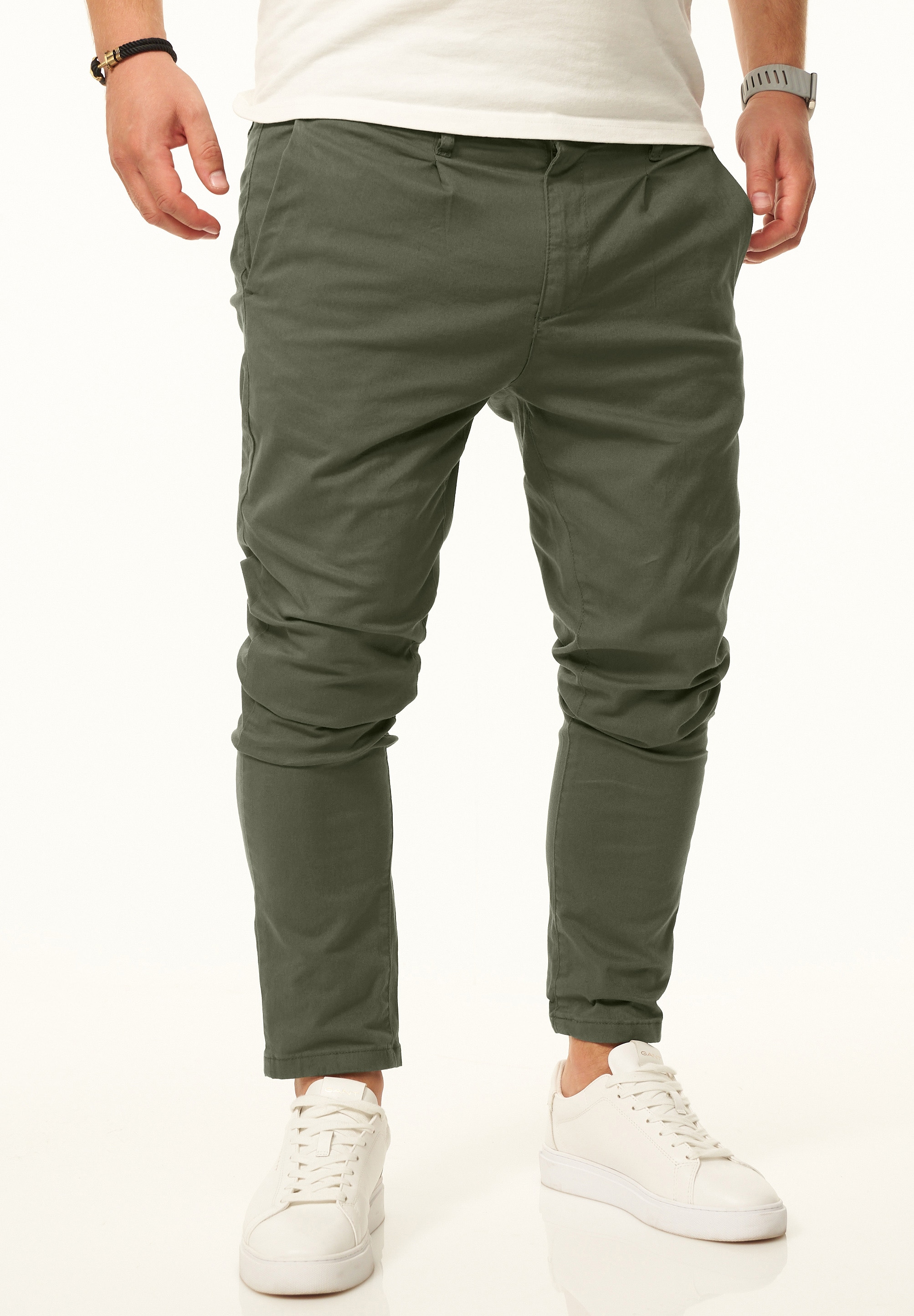 Daily Cotton Chinohose »im CROPPED Slim-Fit Stil als Stoffhose«  Freizeithose mit Gummibund, Tunnelzug & Gürtelschlaufen