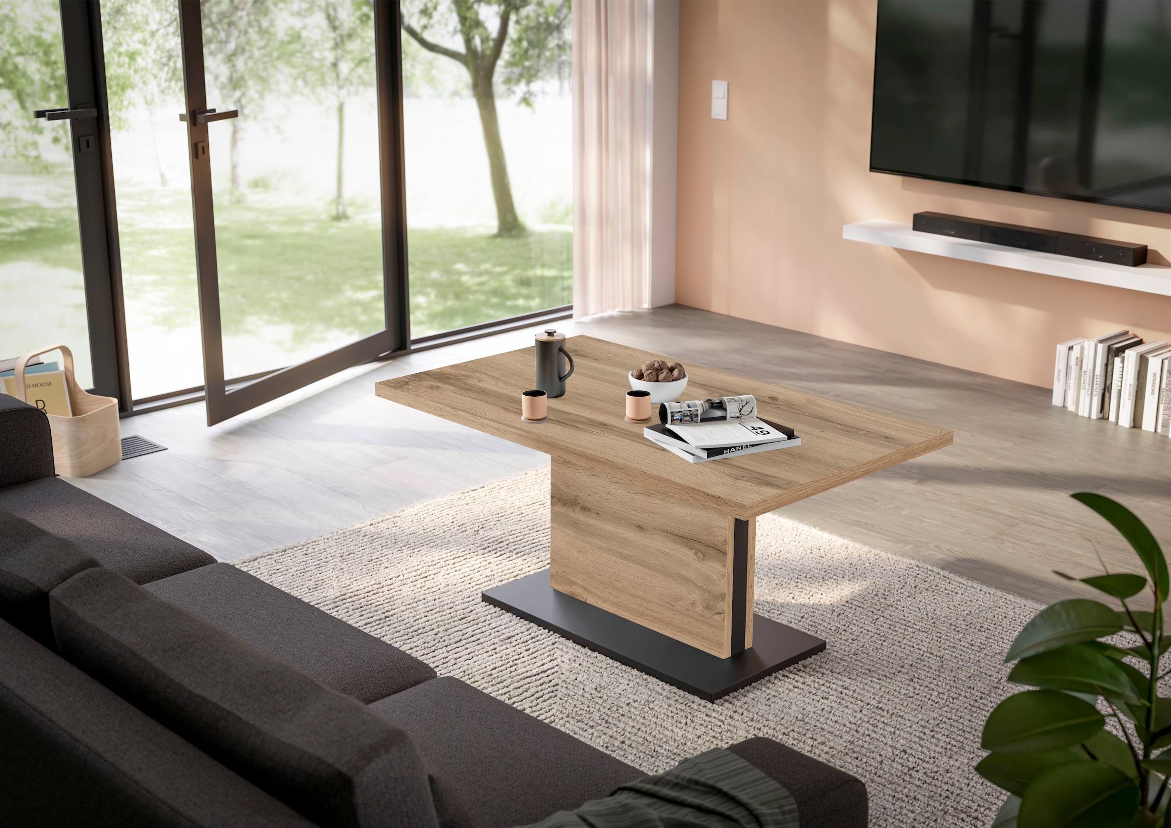 Mäusbacher Couchtisch »Lift Couchtisch«, höhenverstellbar von 49-68 cm, Breite 120 cm, Metallgestell