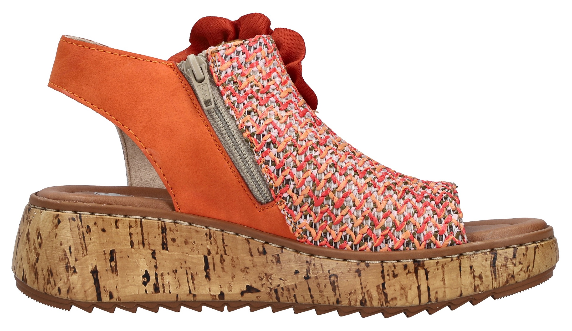 Rieker Plateausandale  Schaftsandale, Sommerschuh mit großer Blüte und Innenreißverschluss