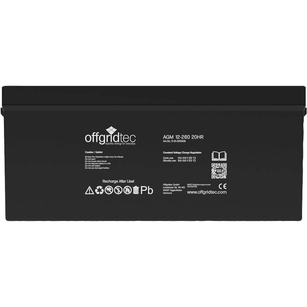 offgridtec Solarakkus »AGM Solarbatterie«, 260000 mAh, 12 V