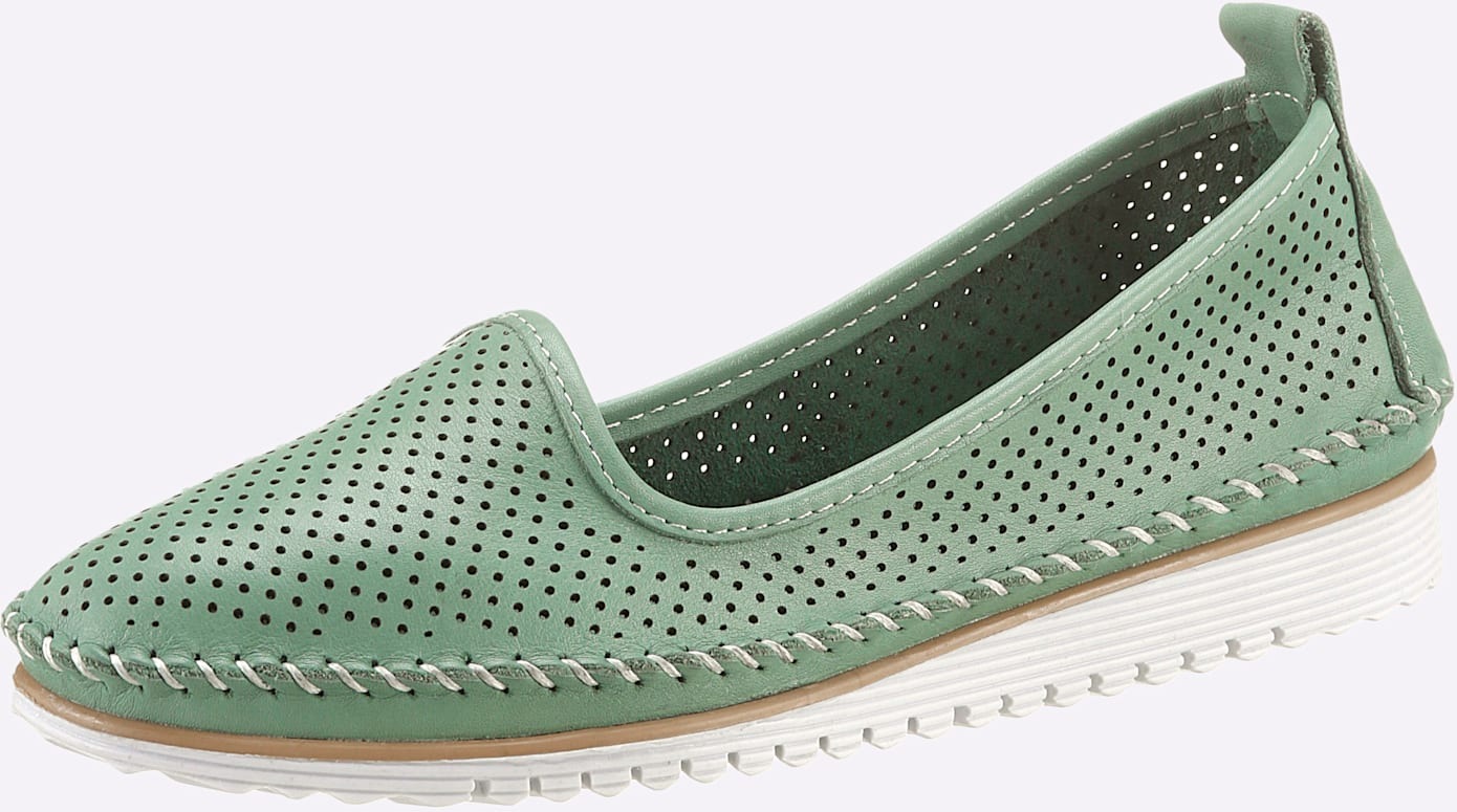 Slipper HEINE, Damen, Gr. 41, grün (mint), Leder, Schuhe Slipper