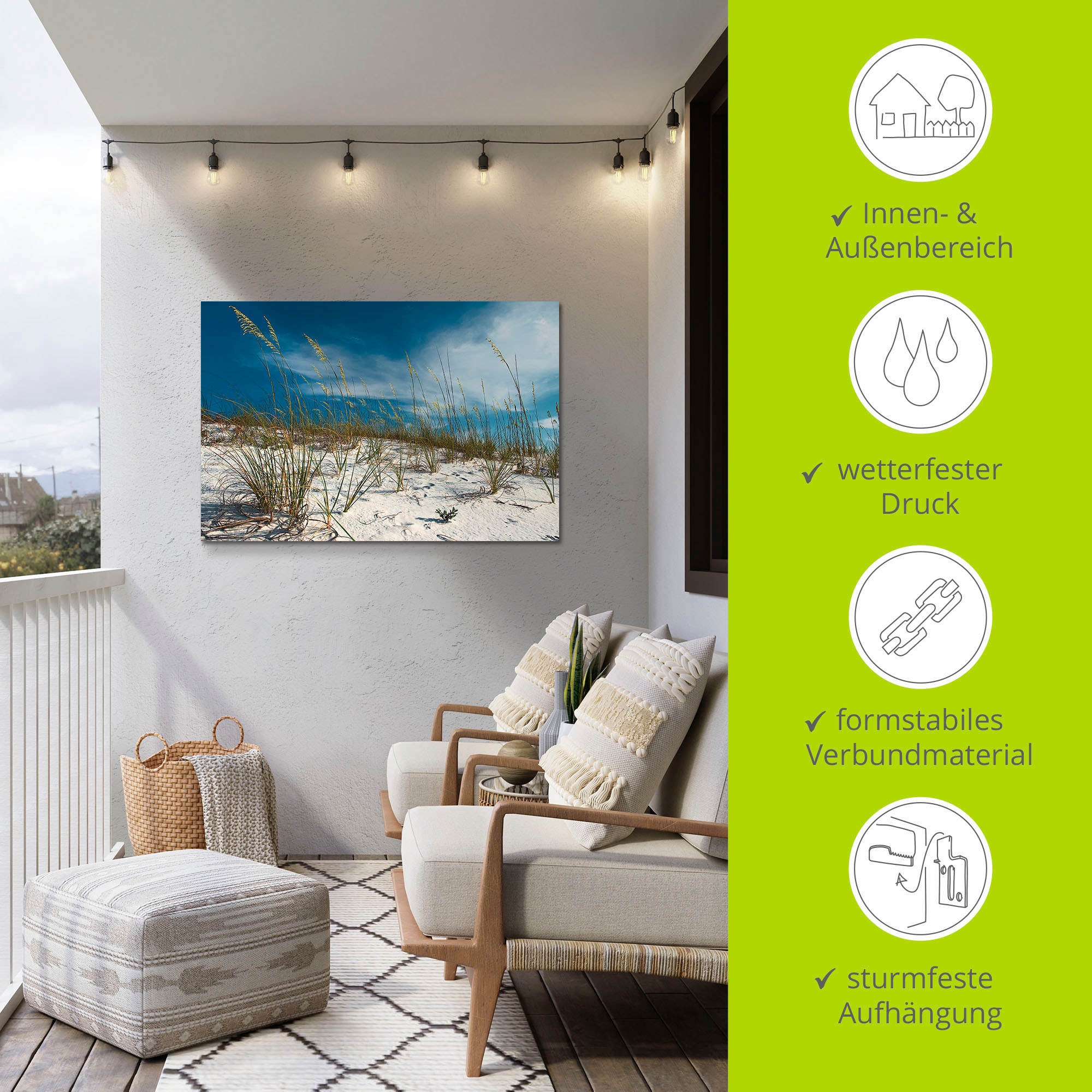 Artland Wandbild »Sanddüne und Gräser«, Strand, (1 St.), als Alubild, Outdoorbild, Leinwandbild, Poster in verschied. Größen