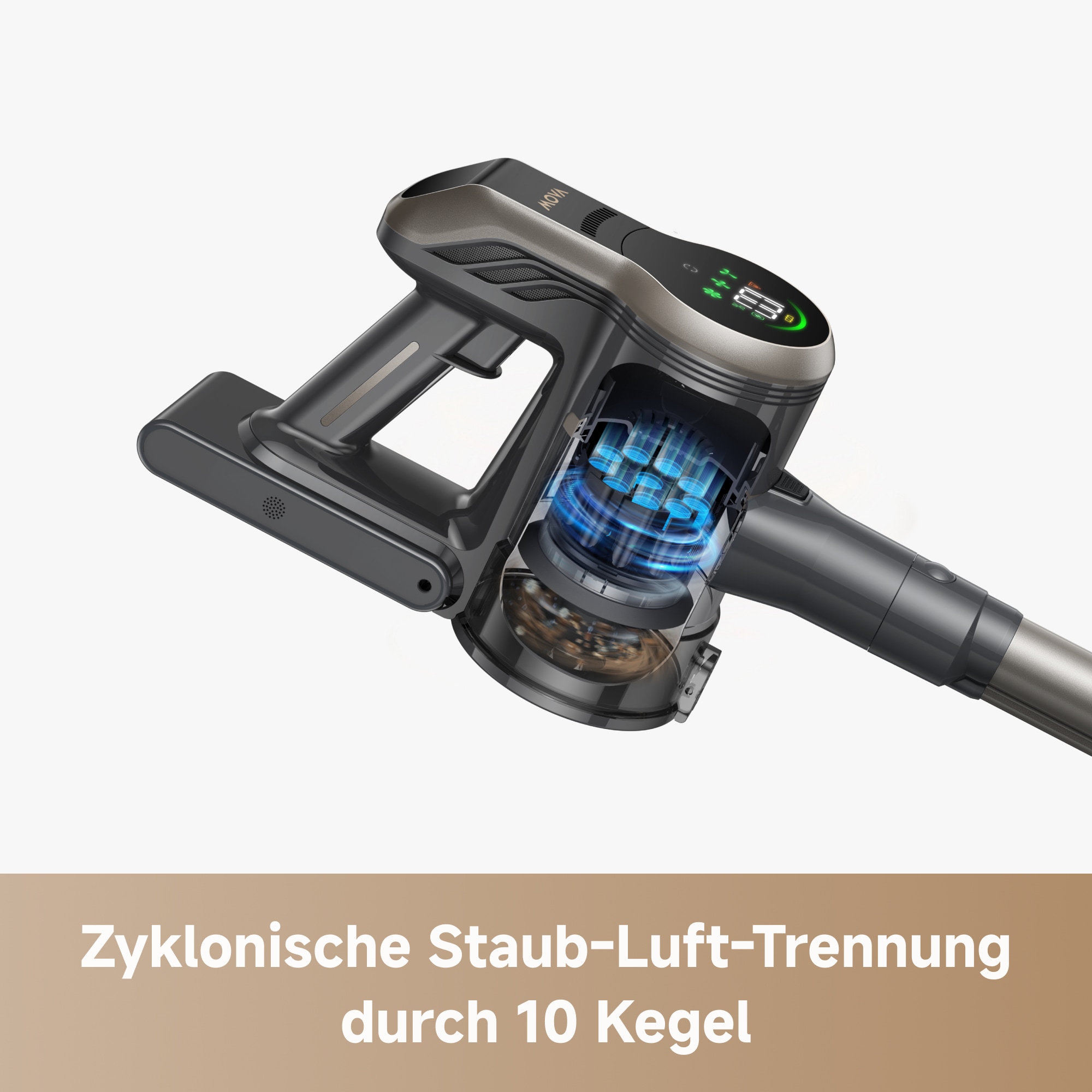 Mova Akku-Stielstaubsauger »S2; 25.000Pa Saugkraft,«, flexibles Faltrohr, vielseitige Aufsätze, Laufzeit bis 60 Min