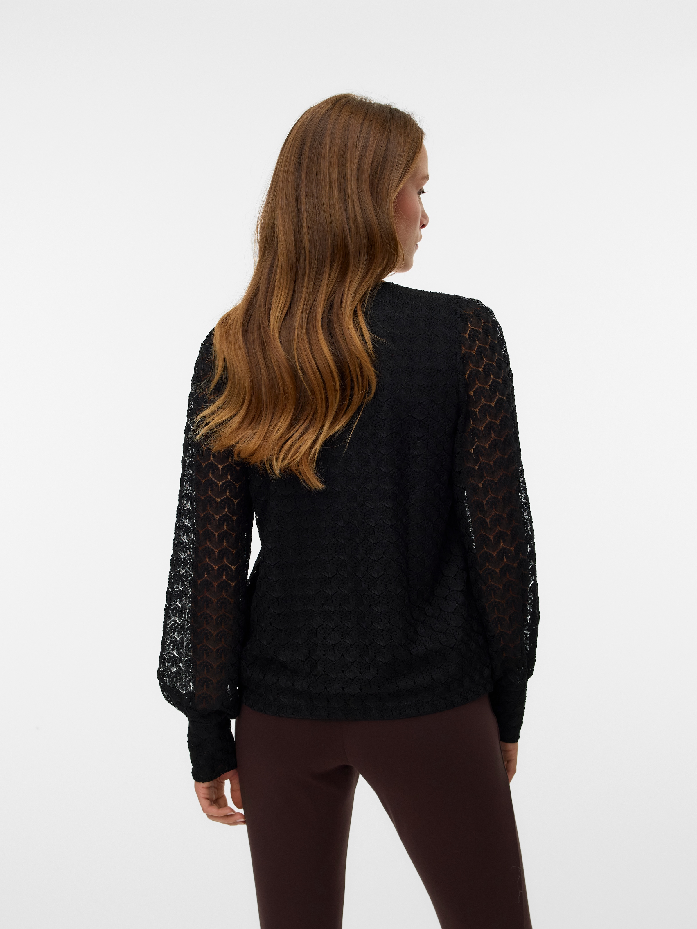 Vero Moda Langarmshirt »VMBECCA LS V-NECK LACE TOP JRS NOOS«