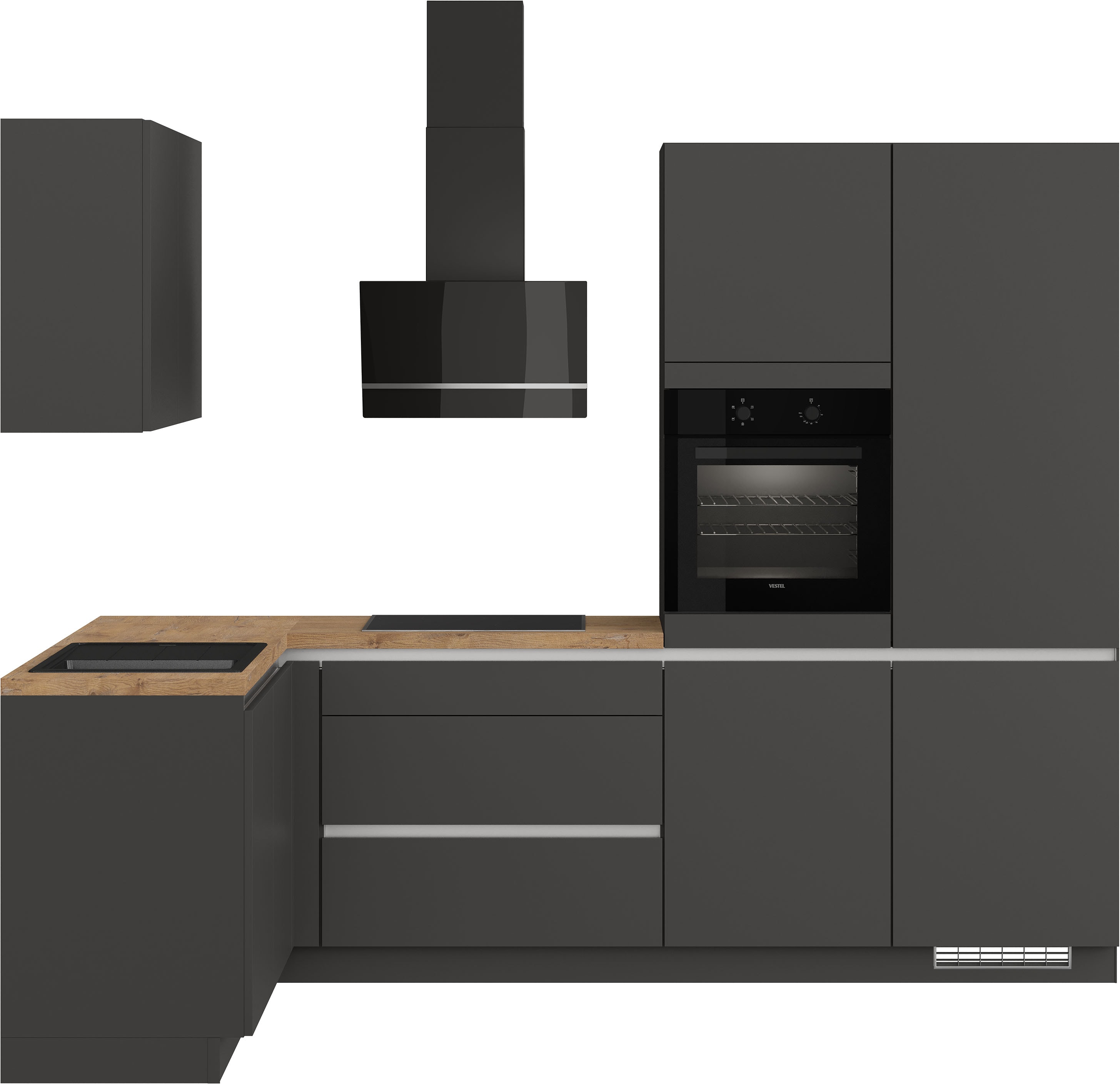 IMPULS KÜCHEN ""Dublin", Anti Fingerprint Oberfläche, Schubkästen mit Soft-Close," vormontiert, wahlweise mit E-Geräten, mit Vollauszug, Breite 460 cm