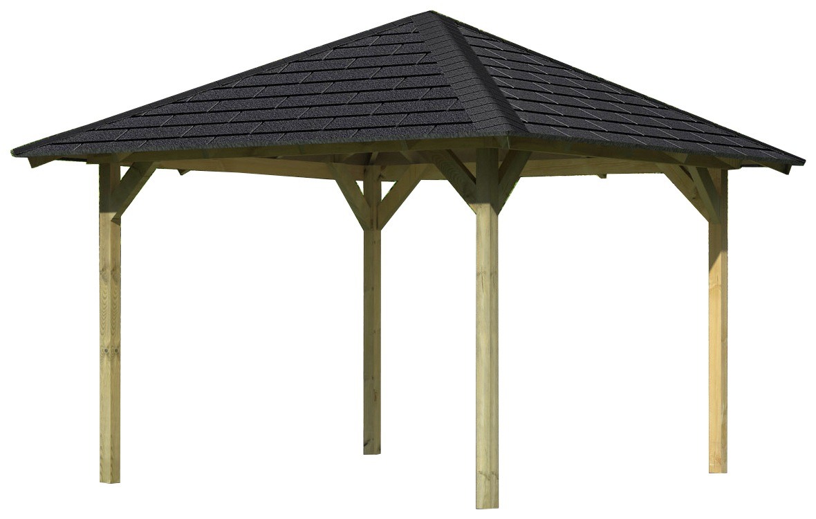 Karibu Pavillon »Cordoba«, (Set), BxTxH: 357x357x297 cm, mit schwarzen Dachschindeln