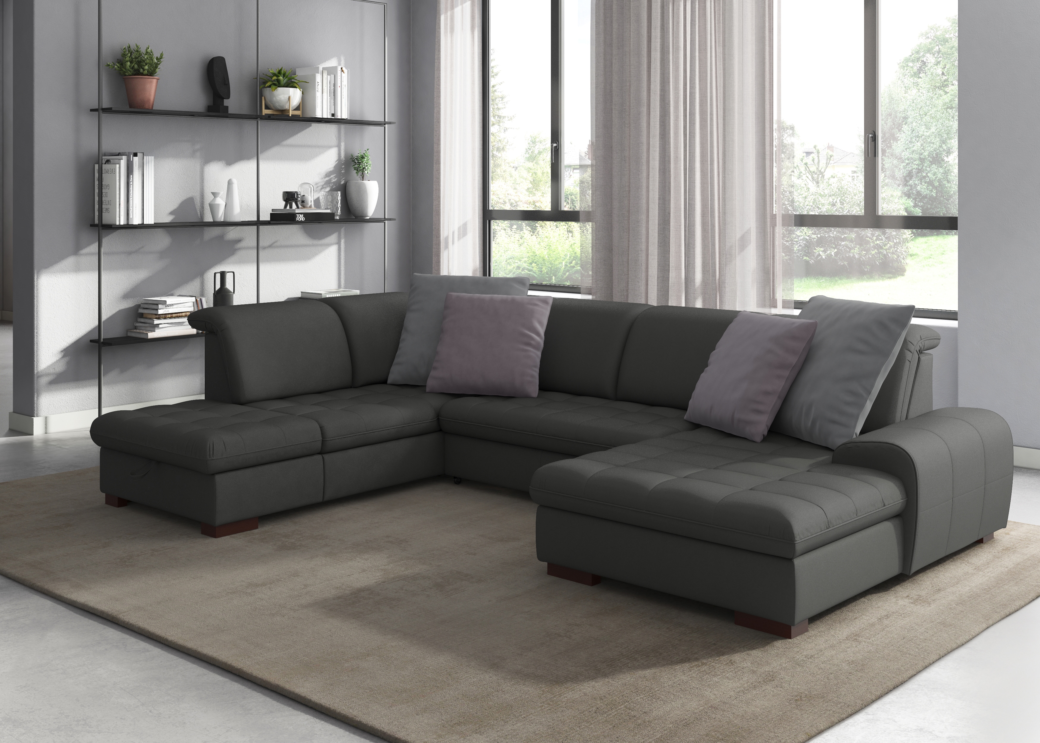 sit&more Wohnlandschaft "Luxor U-Form" wahlweise mit Schlaffunktion, Bettkasten und Kopfteilverstellung