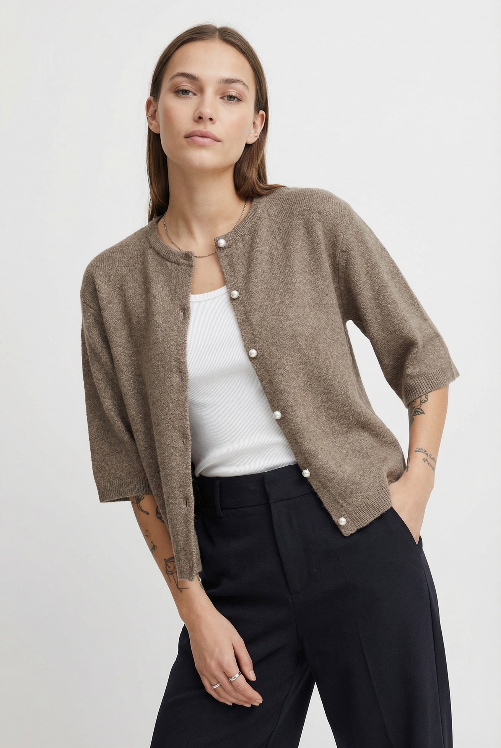 JDY Strickjacke "JDYRUE LIFE 2/4 PEARL CARDIGAN KNT" Materialmix günstig online kaufen