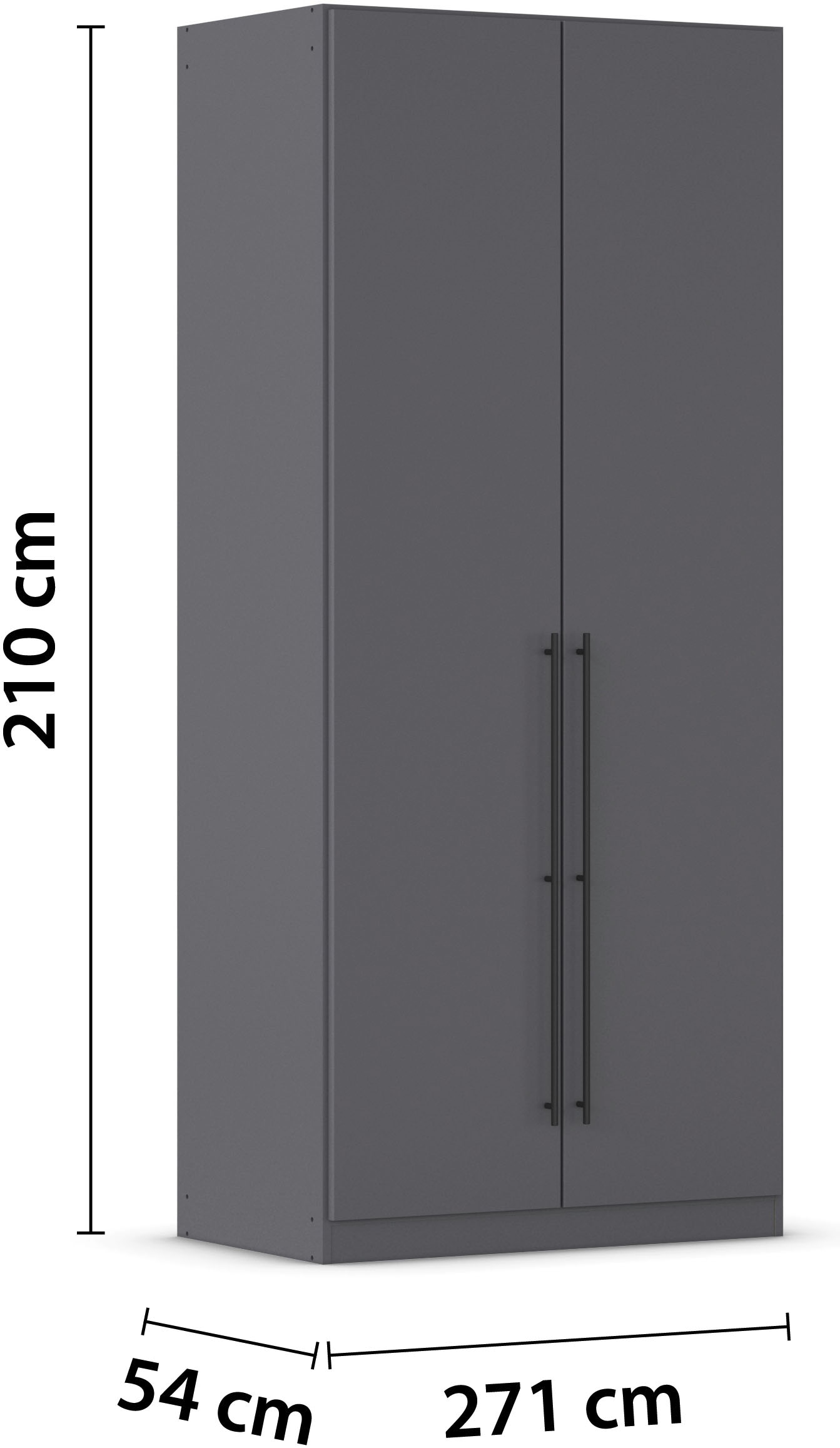 rauch Kleiderschrank, (in 3 verschiedenen Ausstattungen BASIC/CLASSIC/PREMIUM), mit hochwertigen Stangengriffen in Schwarz aus Metall MADE IN GERMANY