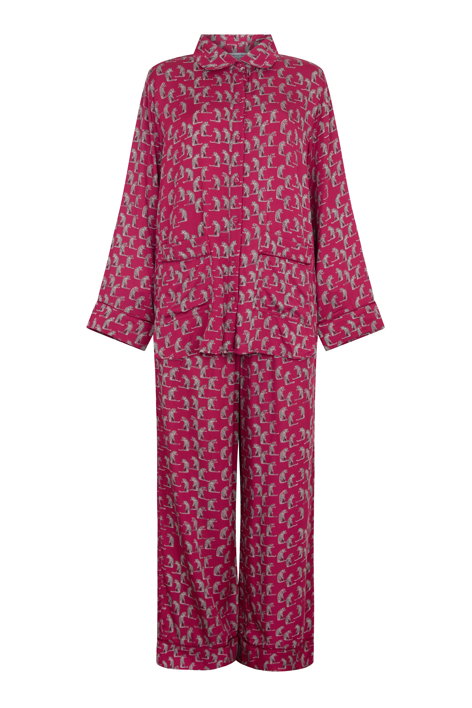 LILY AND LIONEL Damen Pyjama "Evie Long Sleeve Print Pyjama Set Damen", Gr. Srot, 100% Viskose, Homewear-Sets