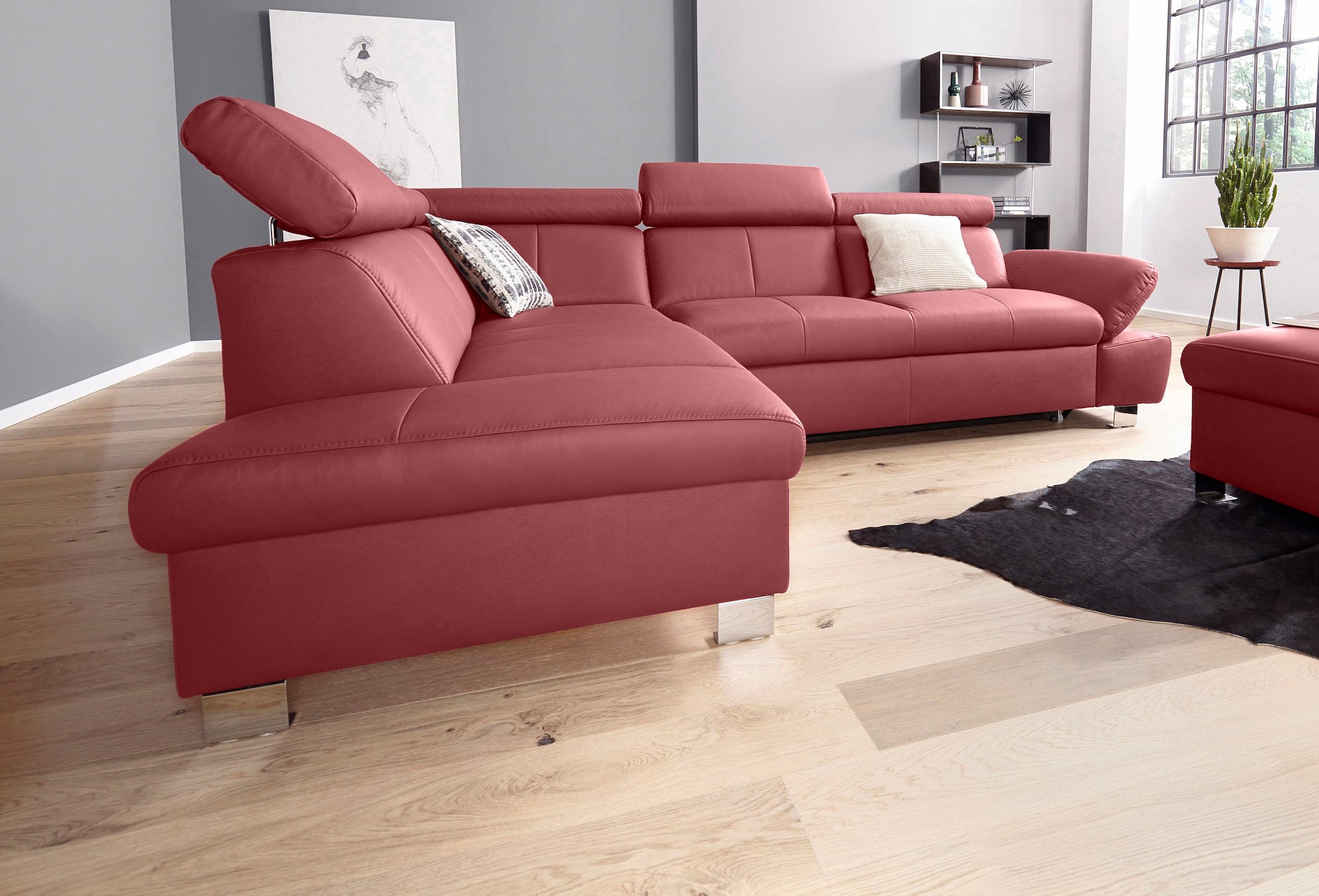 exxpo - sofa fashion Ecksofa "Happy, modern und bequem, L-Form", inkl. Kopf günstig online kaufen