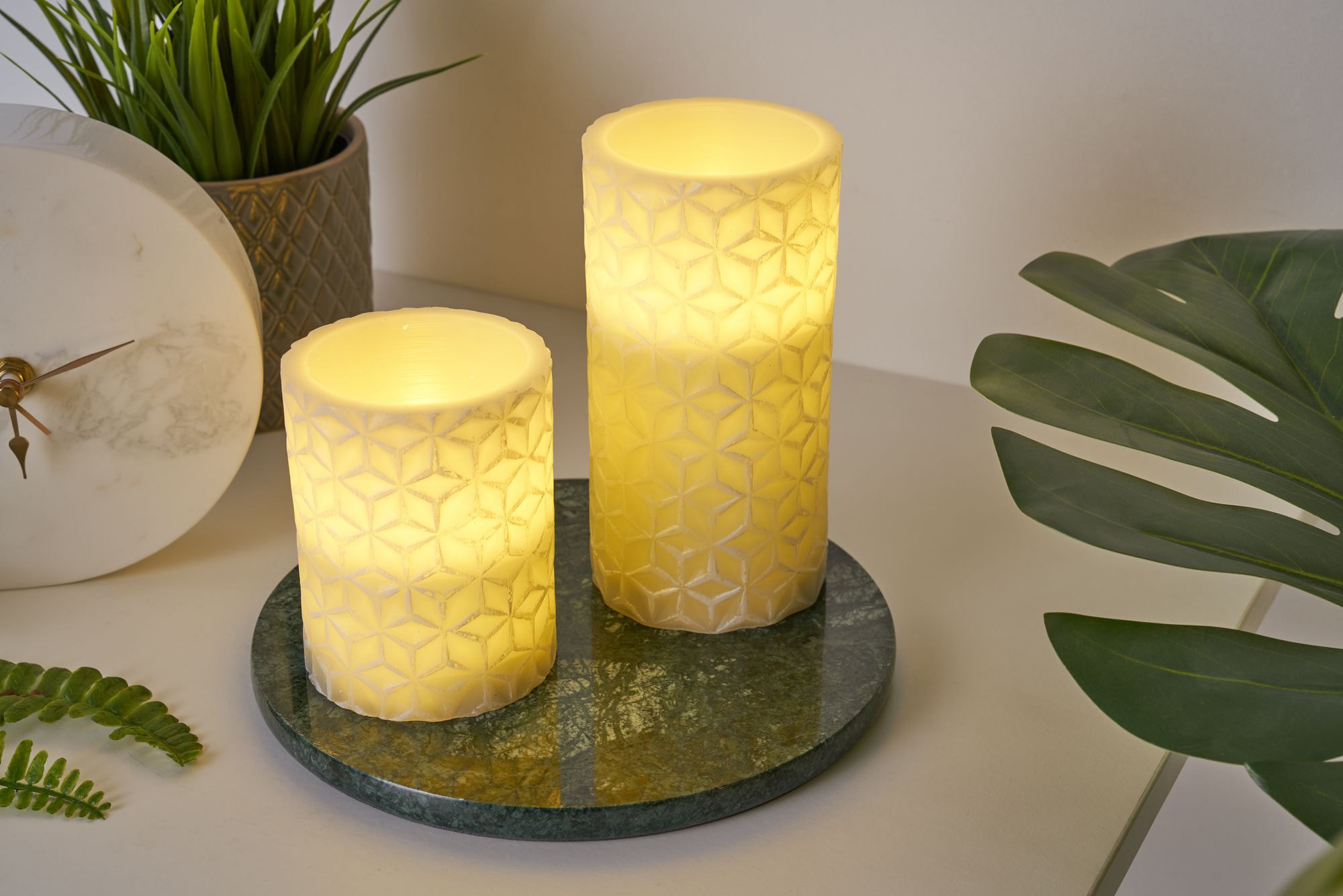 Pauleen LED Dekolicht »LED-Kerze Cosy Ornament, 2er Set«, Wachskerze, mit Timer, Grau