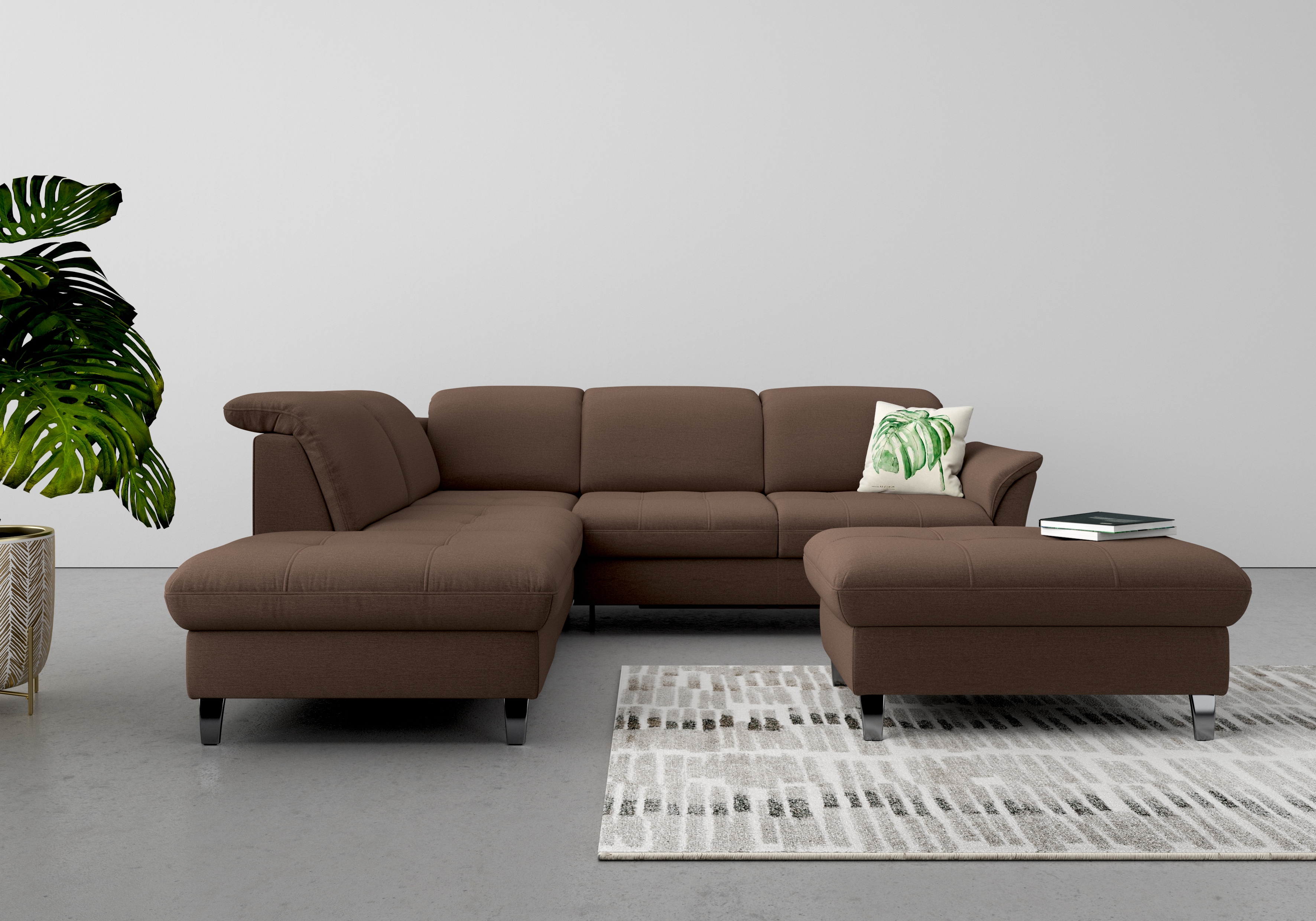 sit&more Ecksofa "Maggiore L-Form" wahlweise mit Kopfteilverstellung, Schlaffunktion und Stauraum