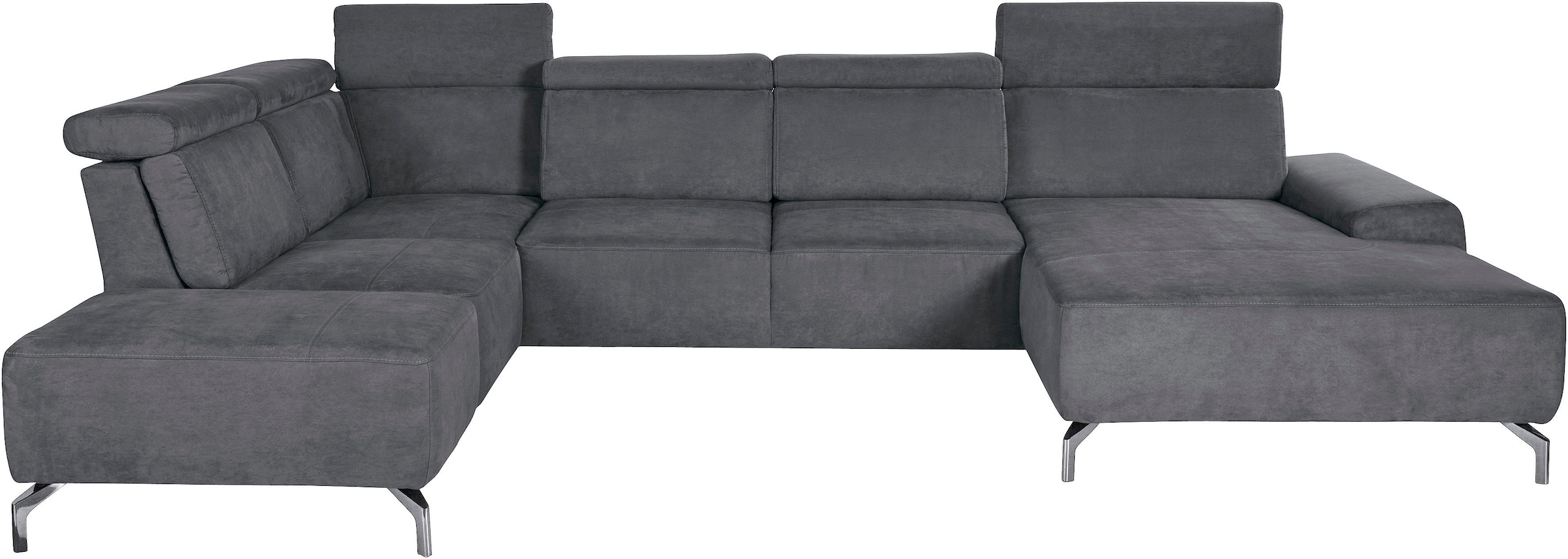 sit&more Wohnlandschaft »Gizeh U-Form«, 15 cm Fußhöhe, inklusive Sitztiefenverstellung und Kopfteilverstellung