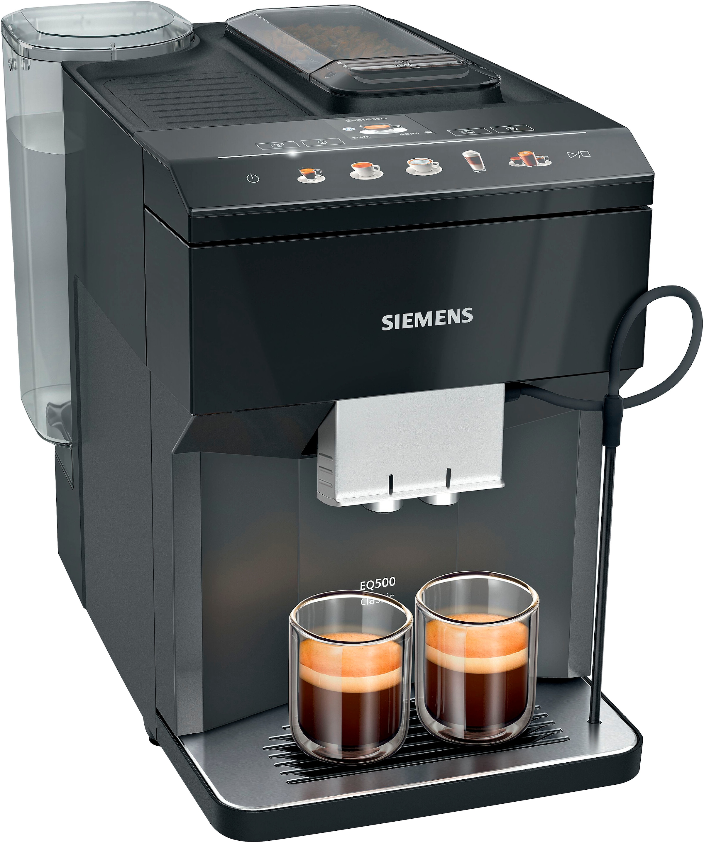 SIEMENS Kaffeevollautomat »EQ500 classic TP513D09, viele Kaffeespezialitäten, OneTouch-Funktion«, intuitives Farbdisplay, automatische Dampfreinigung, schwarz