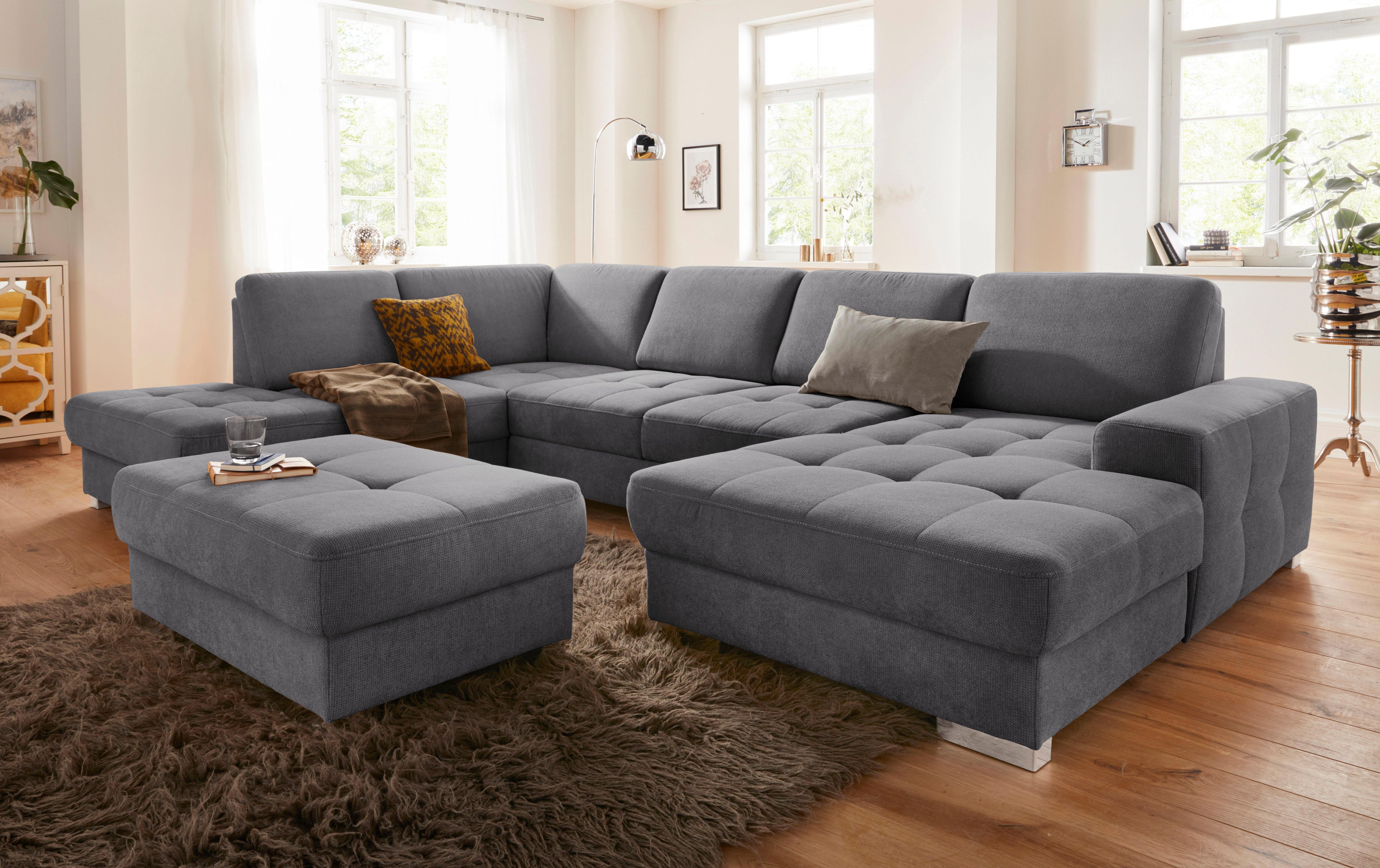 sit&more Wohnlandschaft "Santorini U-Form" mit Federkern und Sitztiefenverstellung, wahlweise mit Schlaffunktion