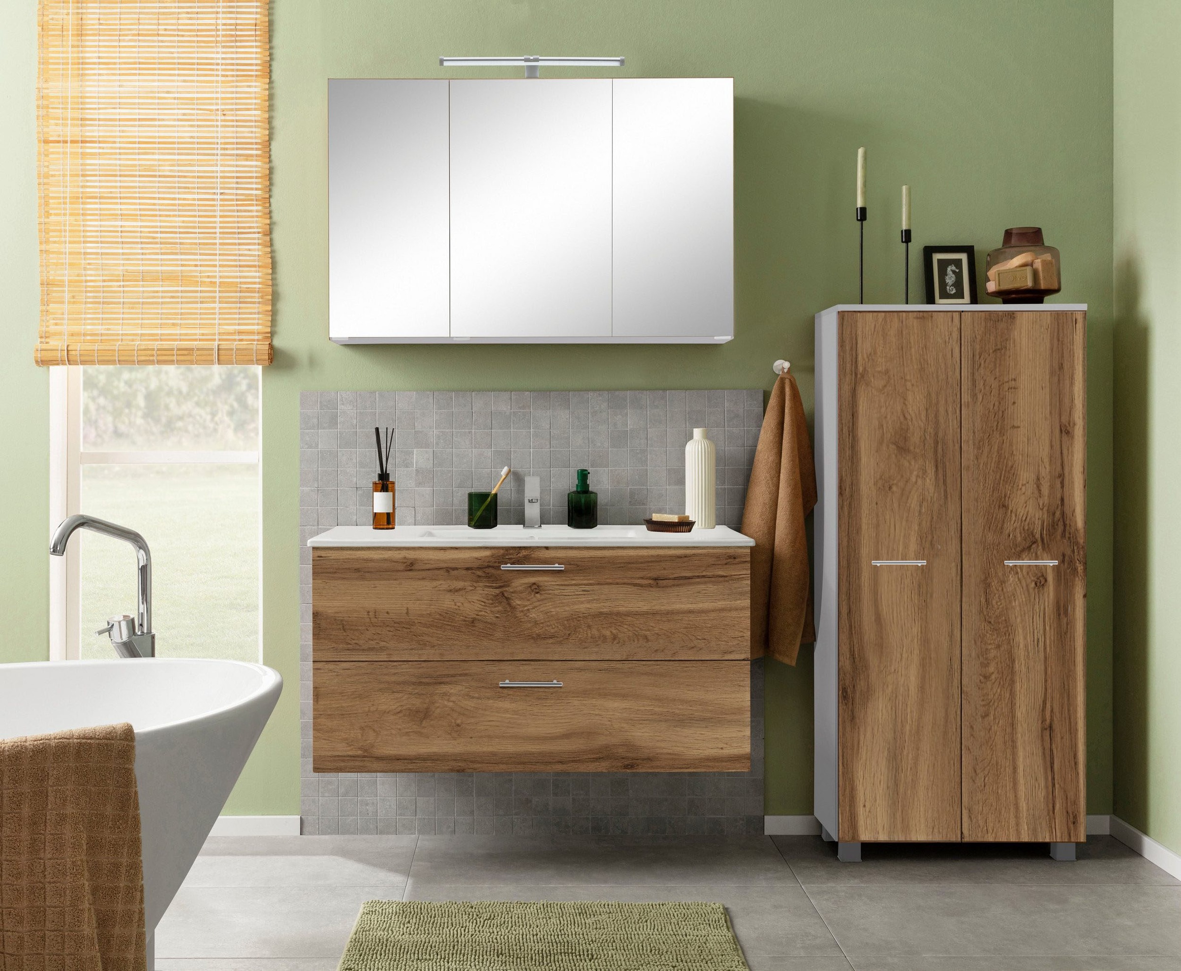 welltime Midischrank »Trento, verschiedene Ausführungen und Farben«, Badmöbel, Badschrank, 60 cm breit, 2 Türen, viel Stauraum