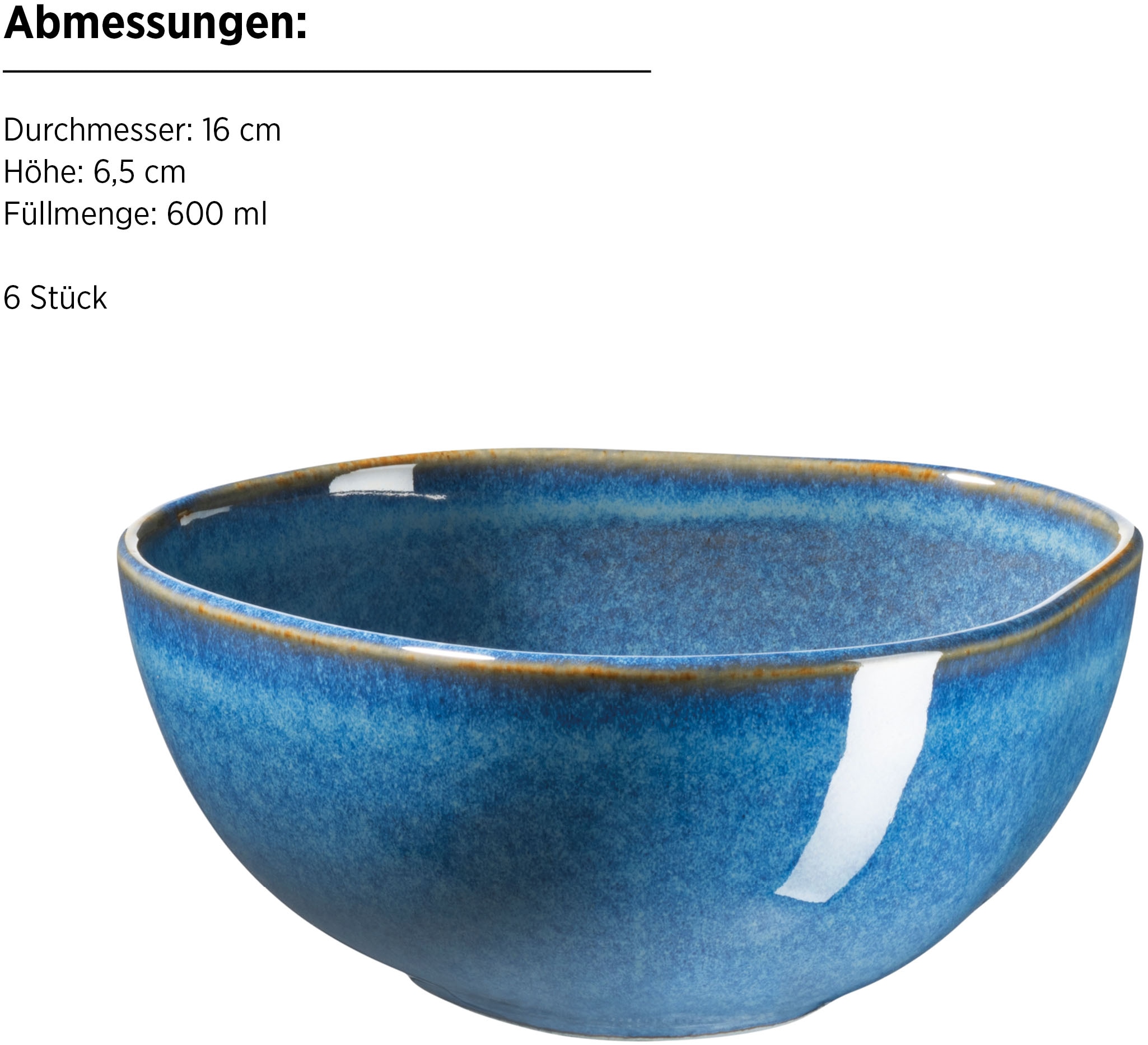 MÄSER Schüssel »Cordelia, Schüssel Set, aus Steinzeug, Ø 16 cm«, 6 tlg., aus Steinzeug