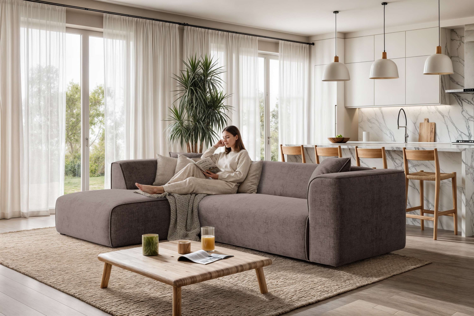 OTTO home Ecksofa "Merid L-Form, Sofa-Fix, B: 254 cm - OTTO. Verlässliche Qualität." Ottomane rechts/links, belastbar bis 460kg, nicht modulare Sofa