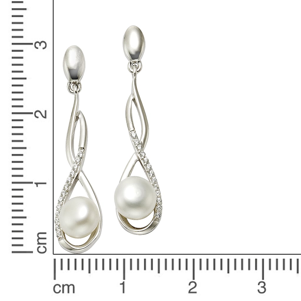 Zeeme Paar Ohrhänger »925 Silber rhodiniert mit Perle weiß und Zirkonia«