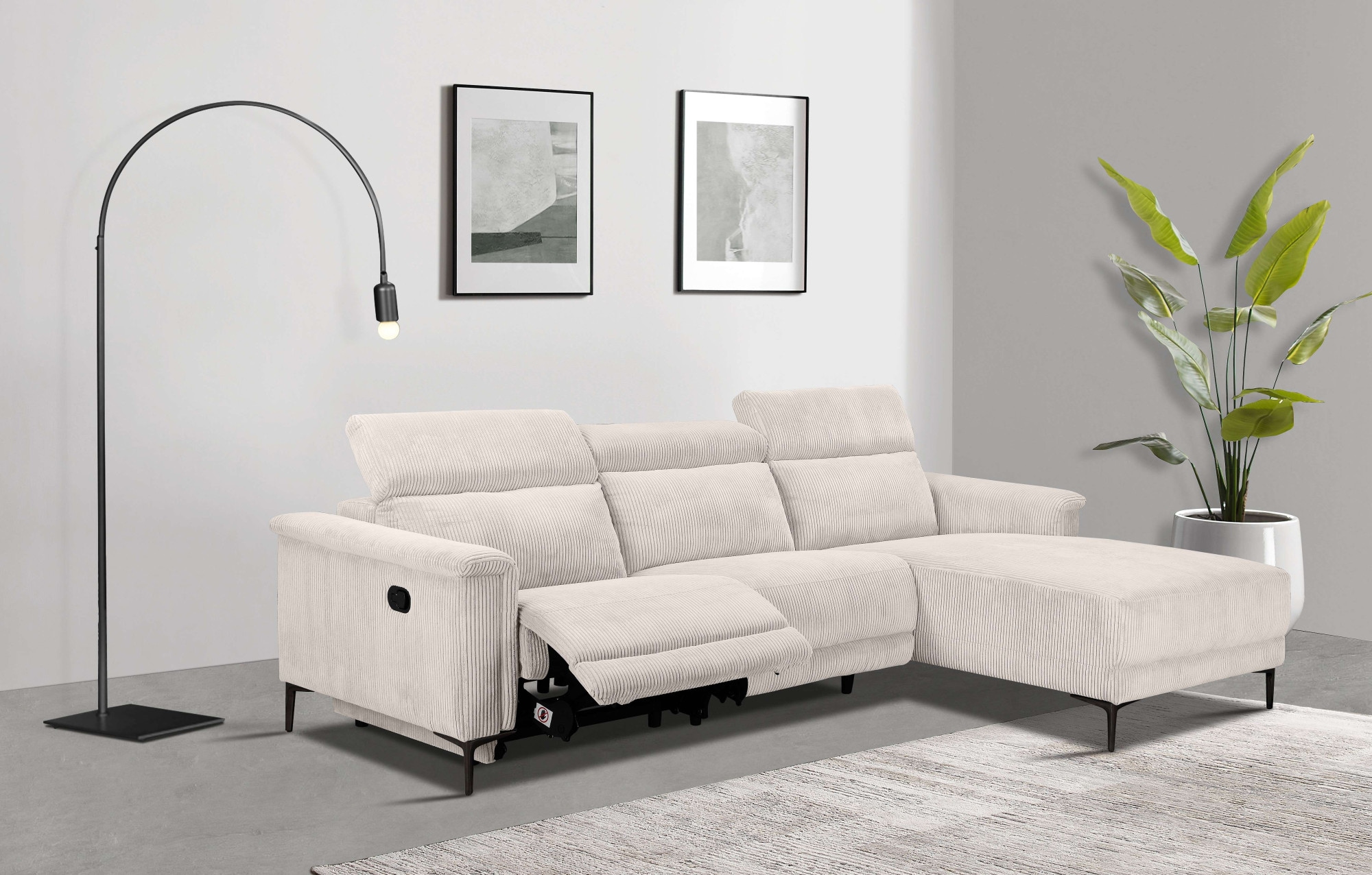 Home affaire Ecksofa "Lund in Cord, L-Form, 261 cm, manuelle und elektr. Re günstig online kaufen