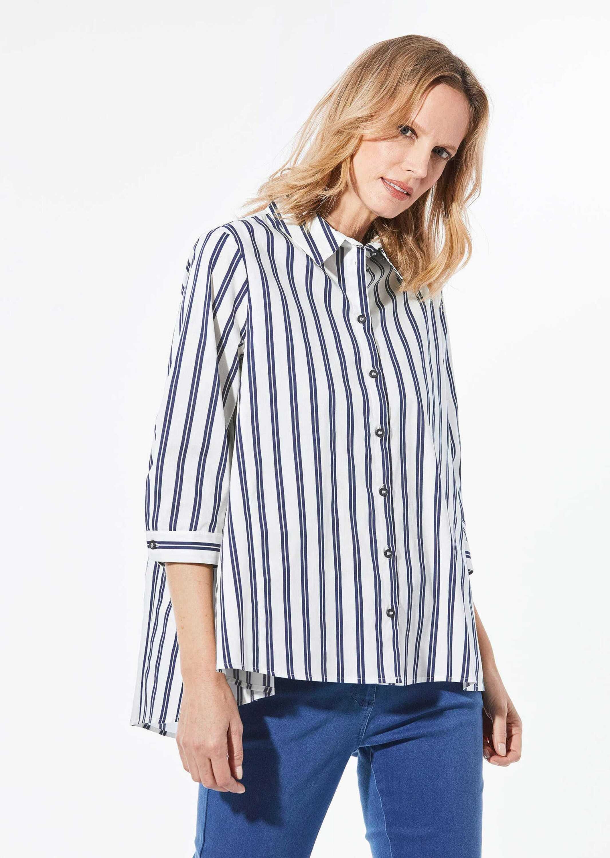 GOLDNER Kurzarmbluse »Bluse Schlichte Baumwoll-Bluse mit 3/4-Arm«