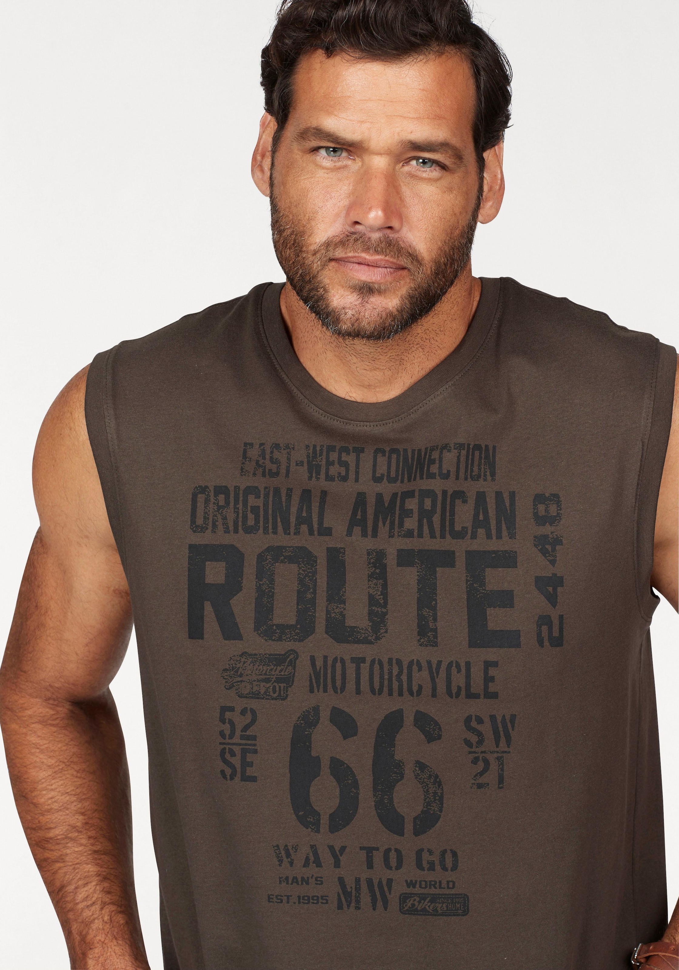 Man's World Muscleshirt, (2er-Pack), ärmellos, bedruckt, Rundhalsausschnitt, aus 100% Baumwolle
