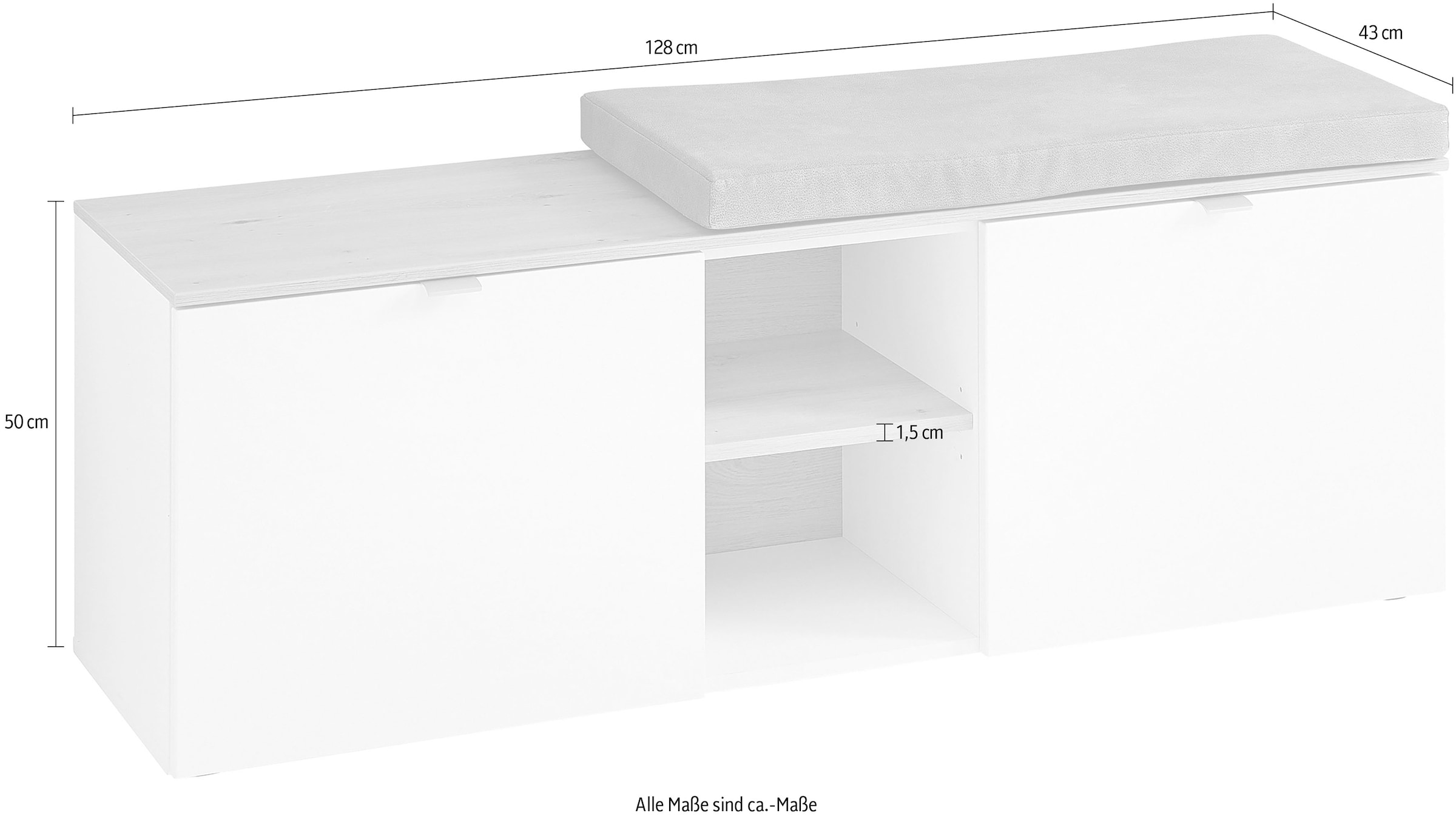 Innostyle Schuhschrank »Bari Schuhbank inkl. Sitzkissen, BxHxT 128x50x38 cm«, (1 St.), 2 türig, 6 Fächer, Softclose, ABS Kantenschutz