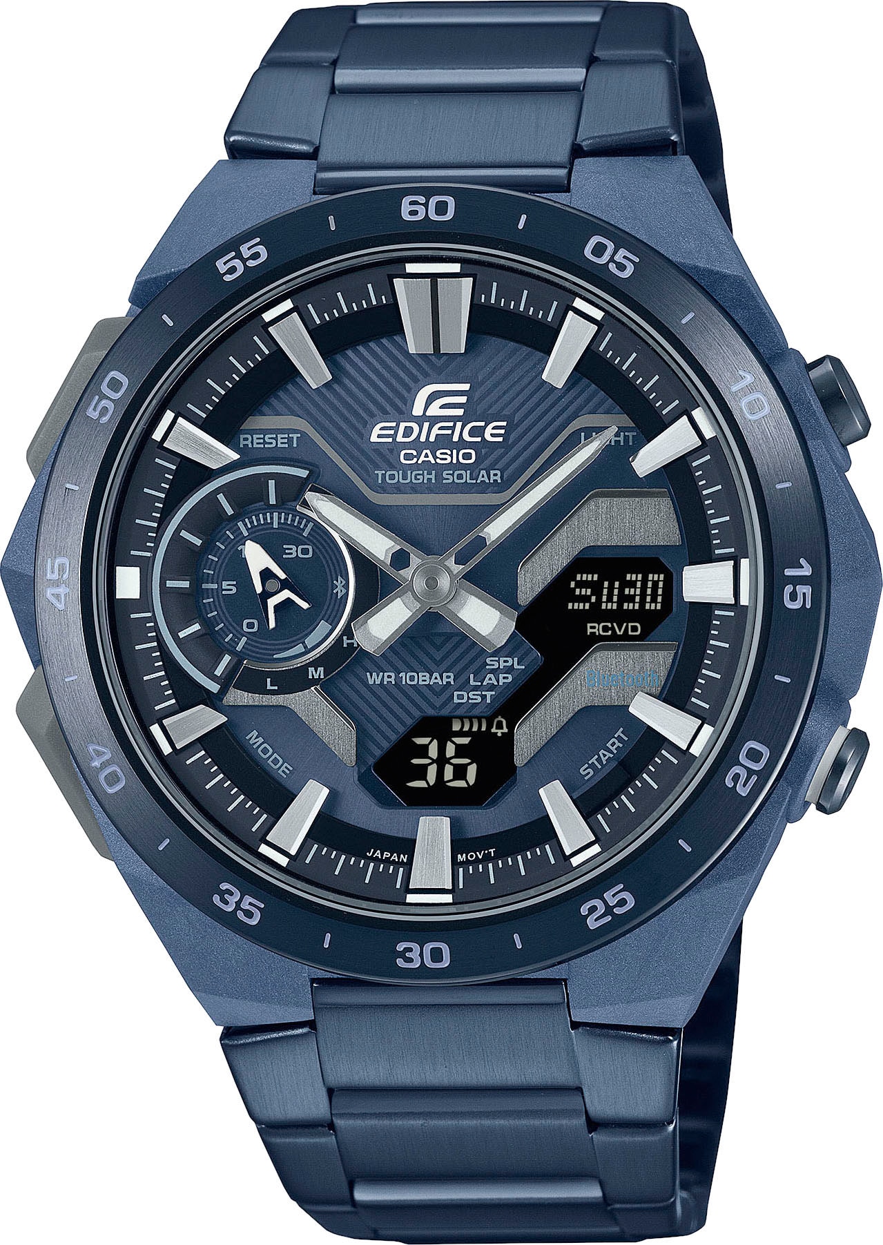 CASIO EDIFICE Herren Smartwatch, blau, Smartwatches, Armbanduhr, Quarzuhr, Herrenuhr, Edelstahlarmband, Bluetooth
