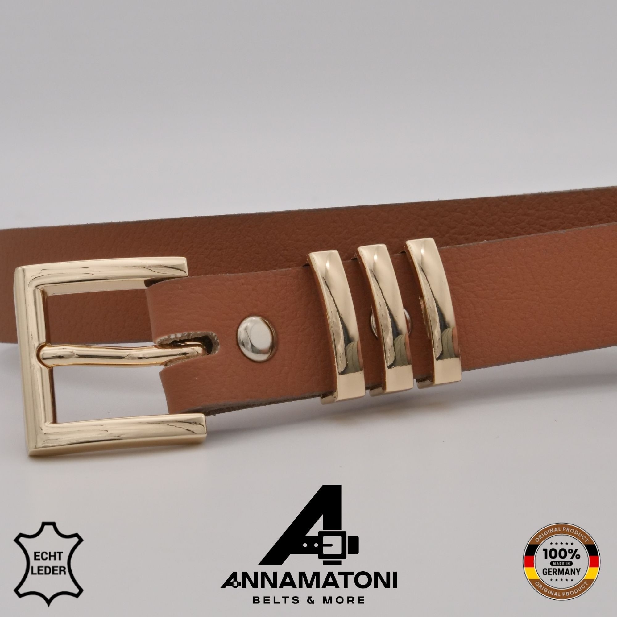 AnnaMatoni Ledergürtel »AnnaMatoni AnnaMatoni Damen Ledergürtel mit goldfarbener«