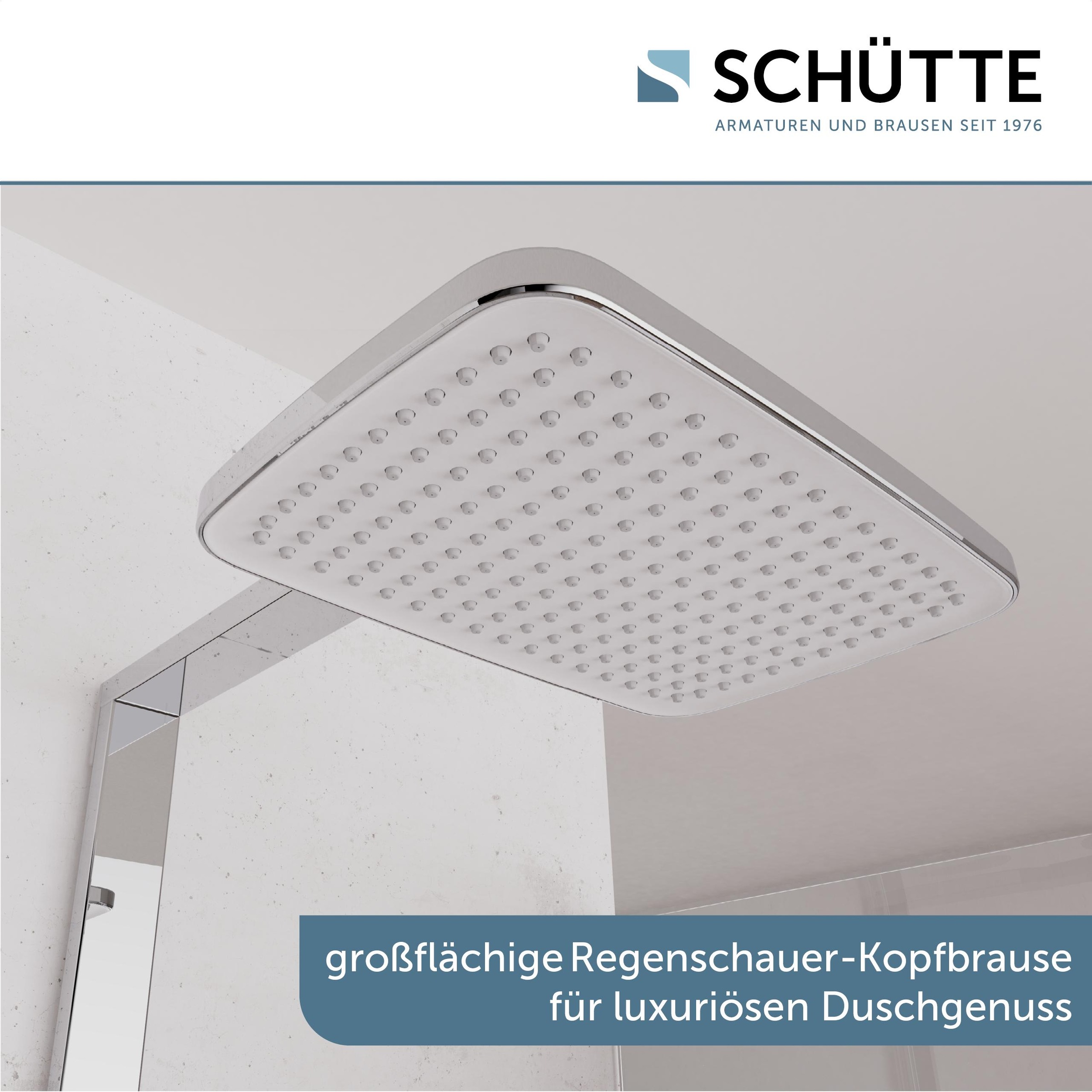 Schütte Duschsystem »HAWAII Überkopfbrause-Set«, (Komplett-Set, Inkl. Montagematerial und Dichtungen), mit Thermostatarmatur, Glasablage, Brausehalter