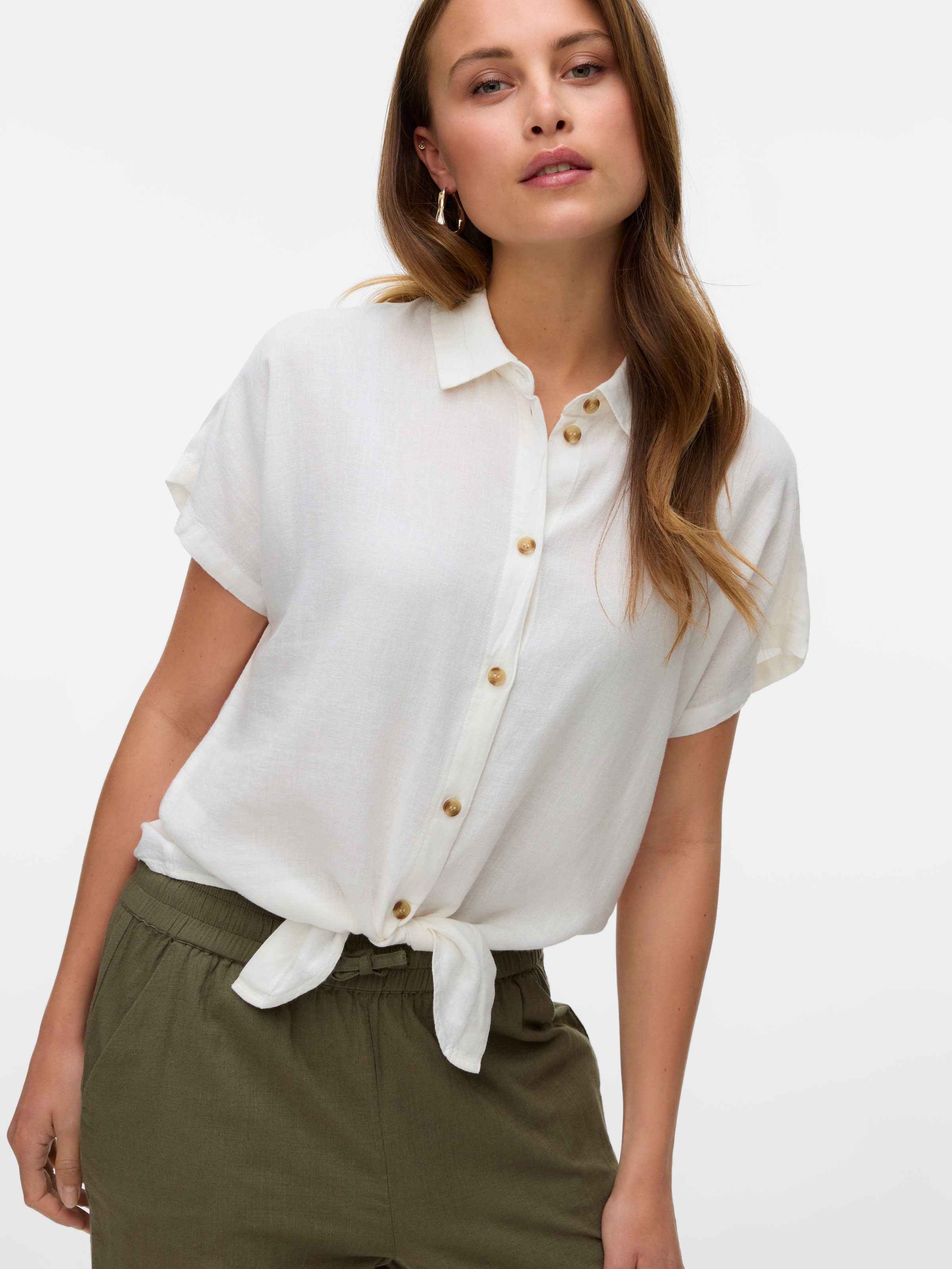 Vero Moda Kurzarmbluse »VMTHEA SS TIE SHIRT WVN NOOS« Viskosemischung, loose fit