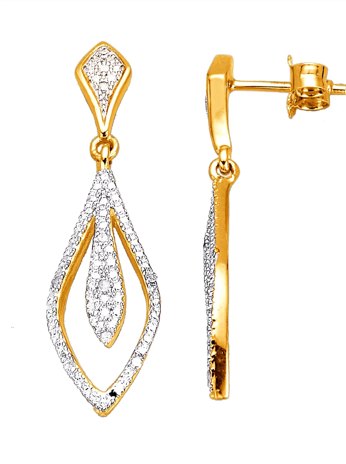 Paar Lady Silver Gold-Plated Diamond Hoop Earrings 2
