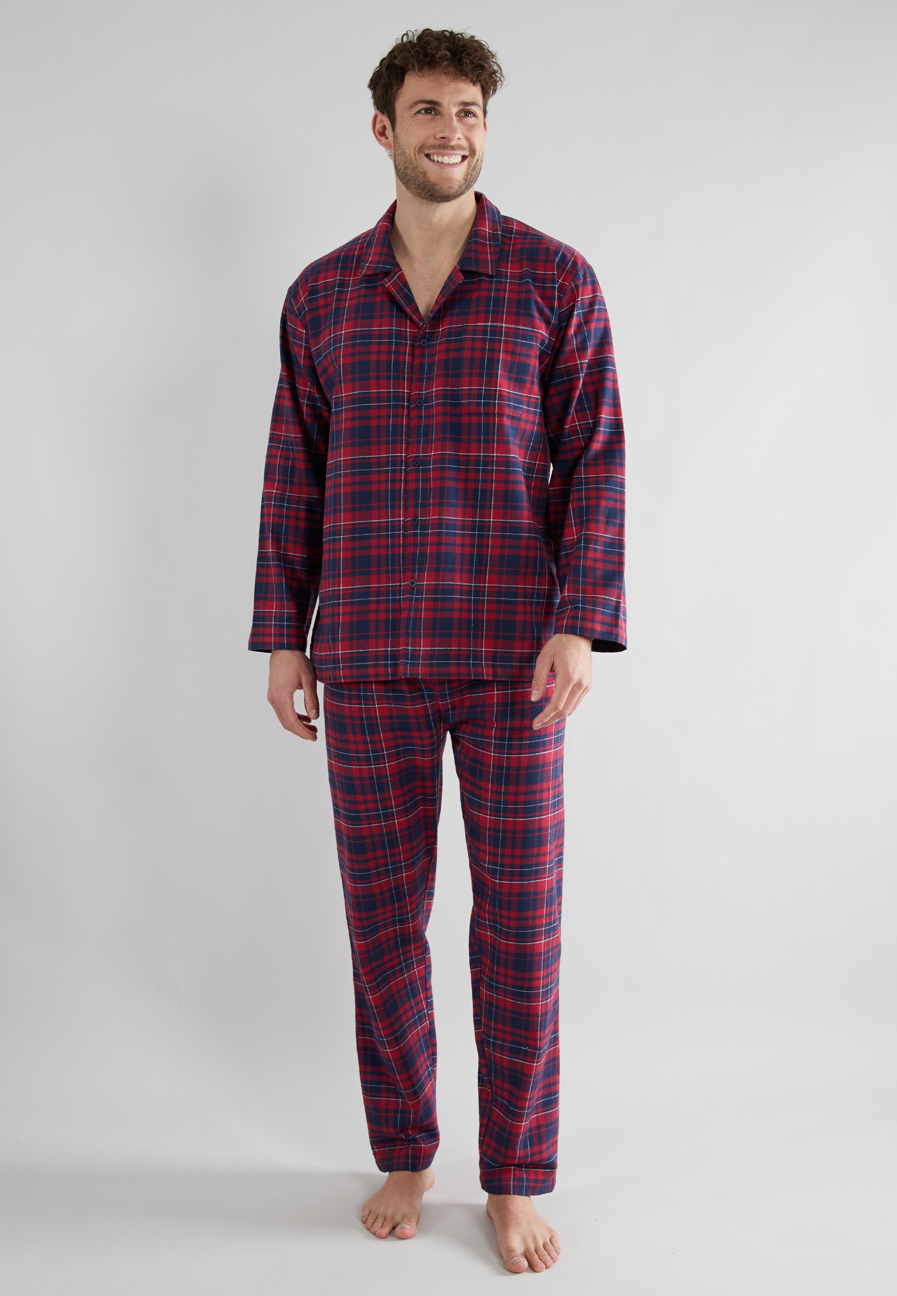 TOM TAILOR Pyjama, (2 tlg.), Knopfleiste, Langarm, V-Kragen, lange Hose, we günstig online kaufen
