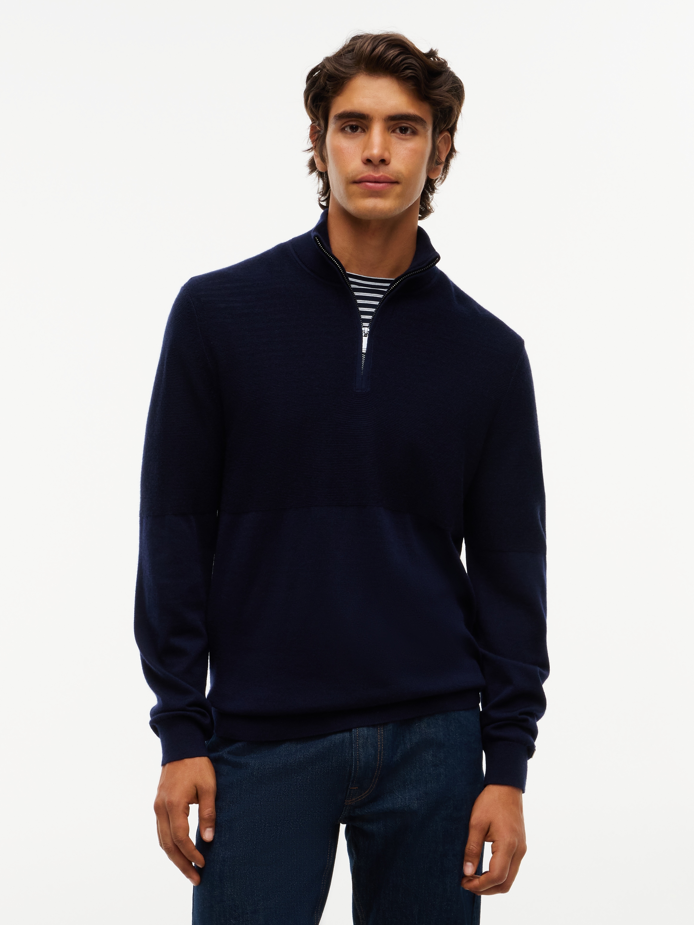 Tommy Hilfiger Stehkragenpullover "NY PERFORMANCE MOCK NECK" Stehkragen mit Reißverschluss