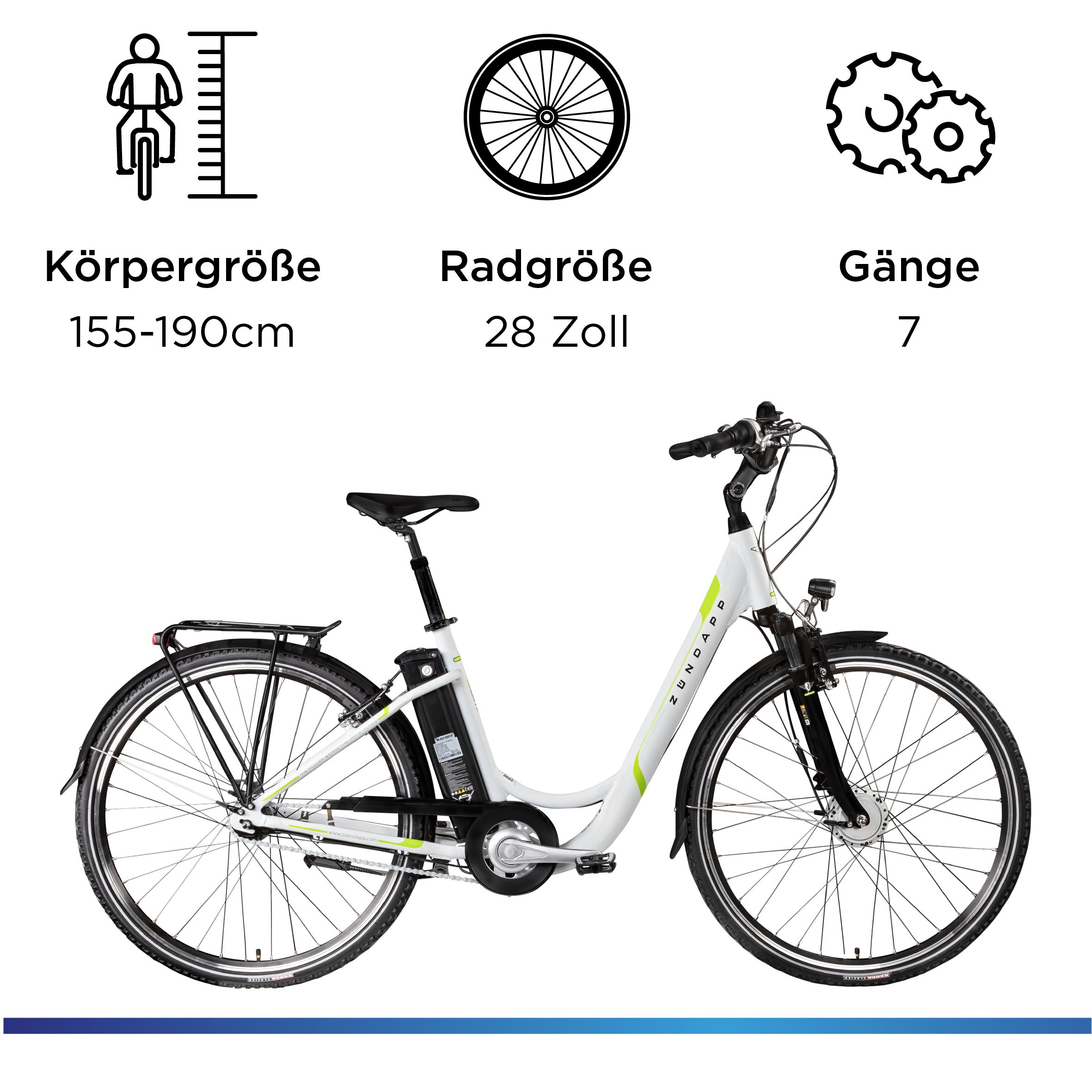 Zündapp E-Bike »Z517«, 7 Gang, Shimano, Frontmotor 250 W, (mit großem Frontkorb), Pedelec, Elektrofahrrad für Damen u. Herren