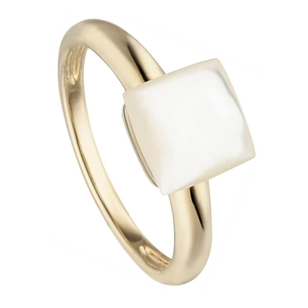 JOBO Fingerring »Ring mit Perlmutt-Einlage« 925 Silber vergoldet