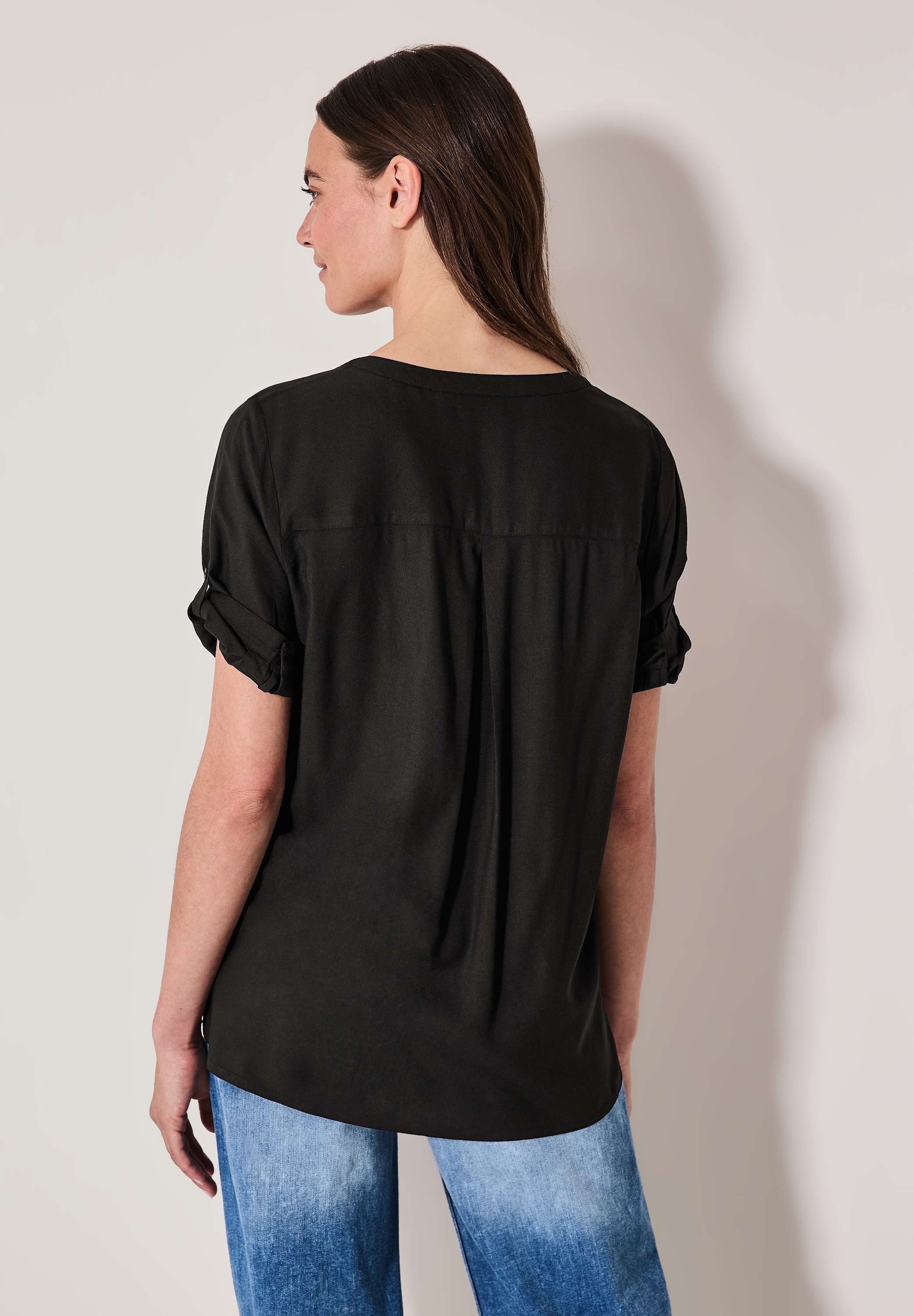 Cecil Shirtbluse, mit geschlitztem Rundhalsausschnitt
