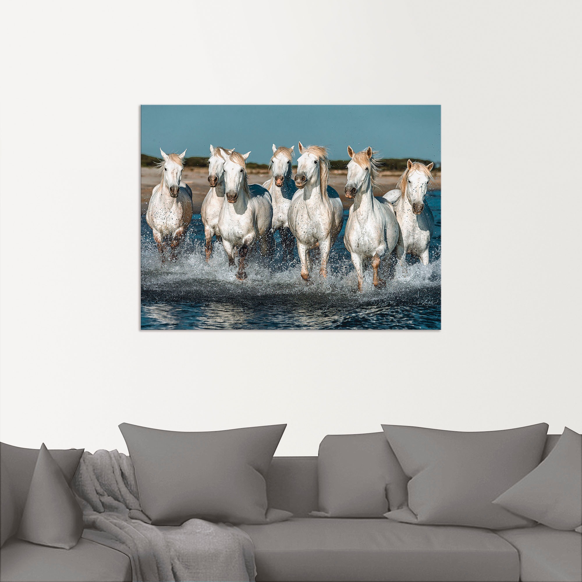 Artland Wandbild »Camargue Pferde galoppieren am Strand«, Haustiere, (1 St.), als Alubild, Outdoorbild, Leinwandbild, Poster, Wandaufkleber