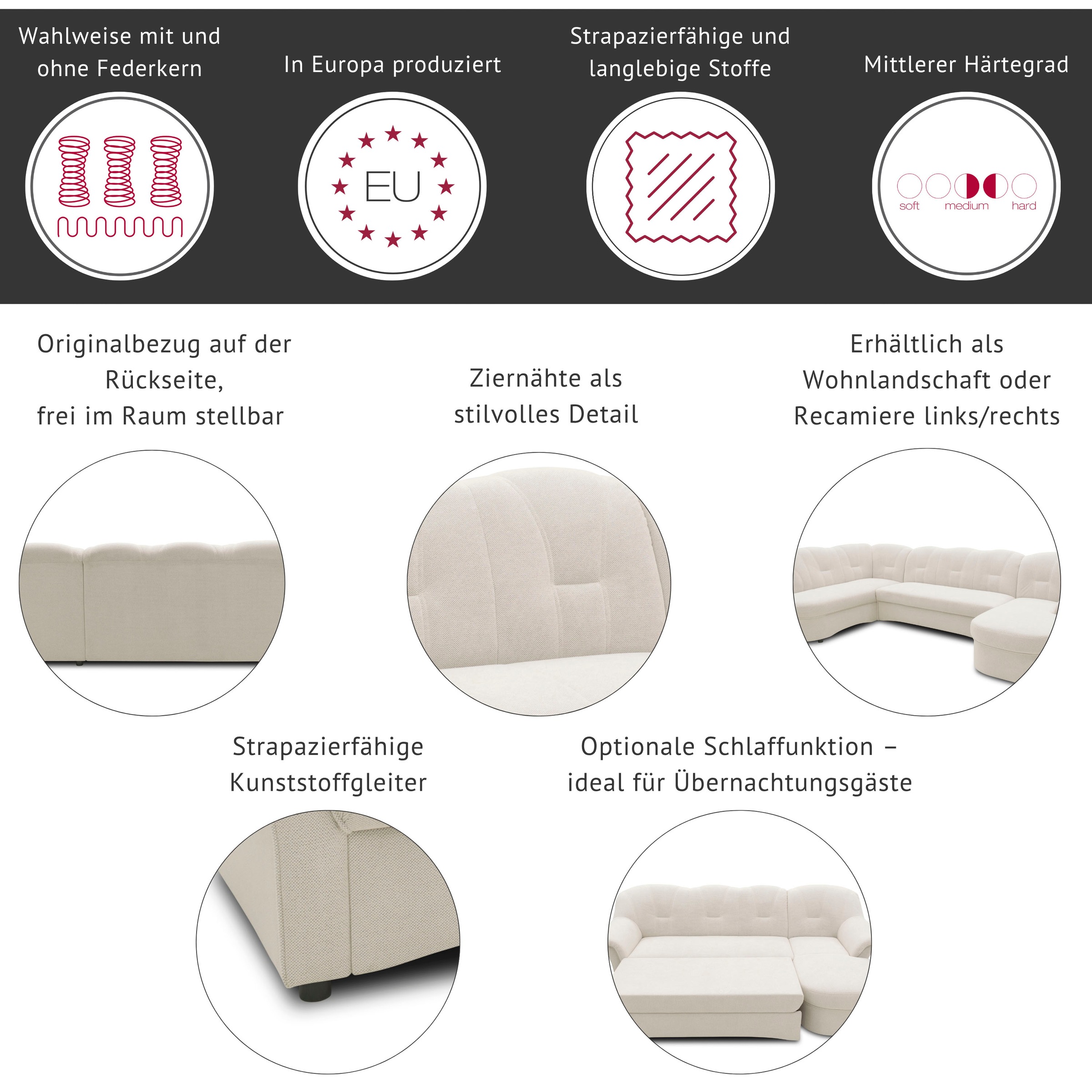 Thumbnail - DOMO collection Ecksofa "Flores Schlafsofa, B/T/H: 233/142/86 cm, L-Form" wahlweise mit Bettfunktion, wahlweise mit Fede...