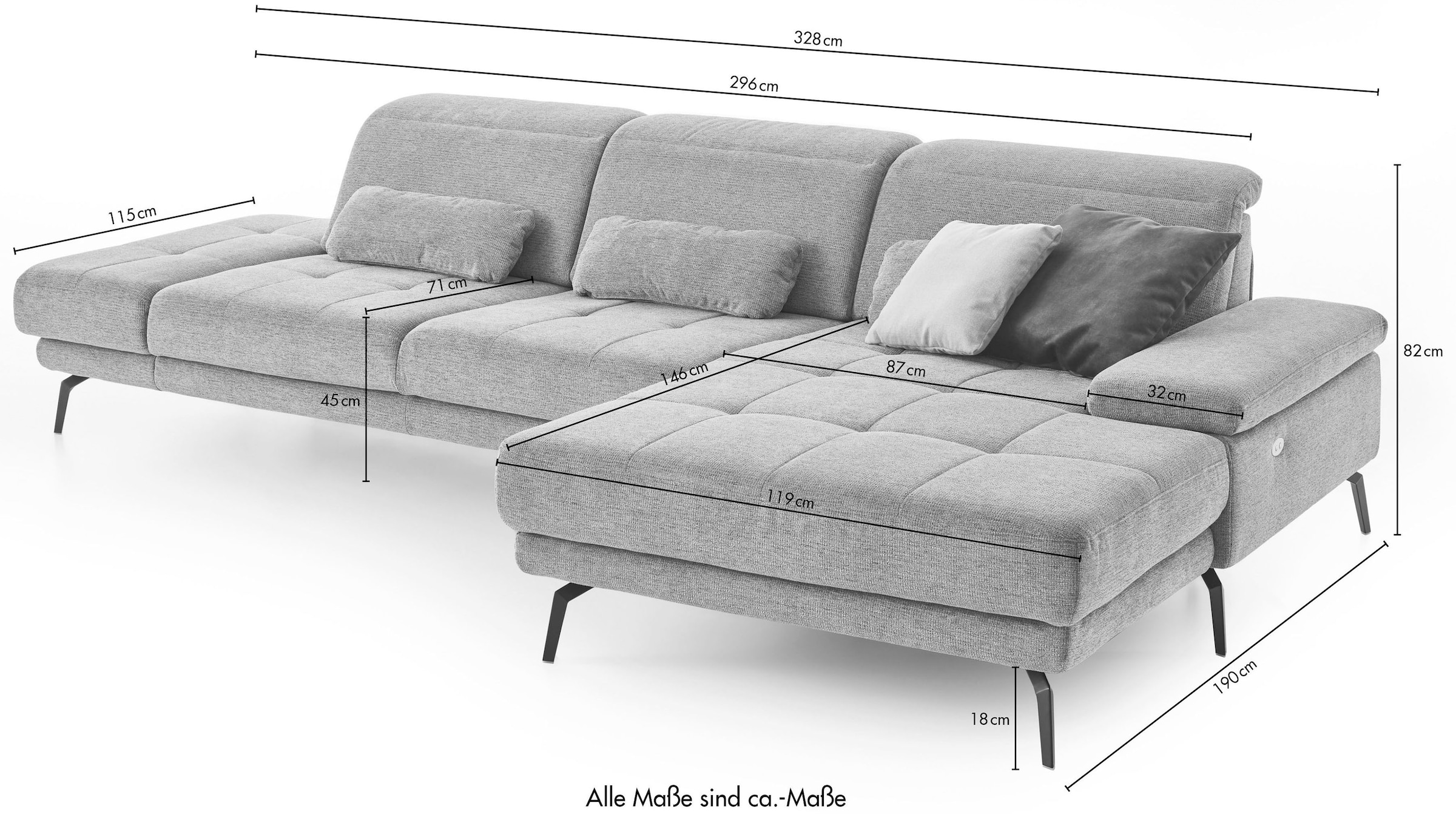 Die PlanBar Ecksofa »MP-IN20126 L-Form«, mit Kopfteilverstellung, optional Sitztiefen- & Armteilverstellung