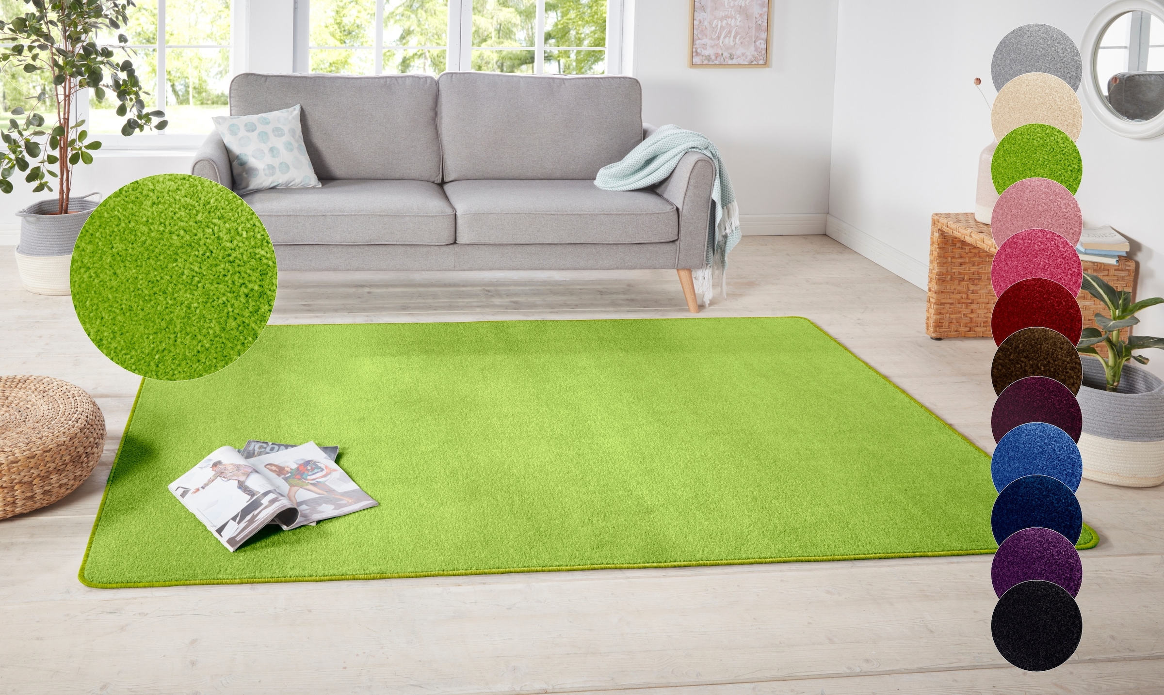 HANSE Home 1100000002199 "Shashi" rechteckig 8,5 mm Höhe Kurzflor, Unifarben, Läufer, weich, Esszimmer, Kinderzimmer, Flur