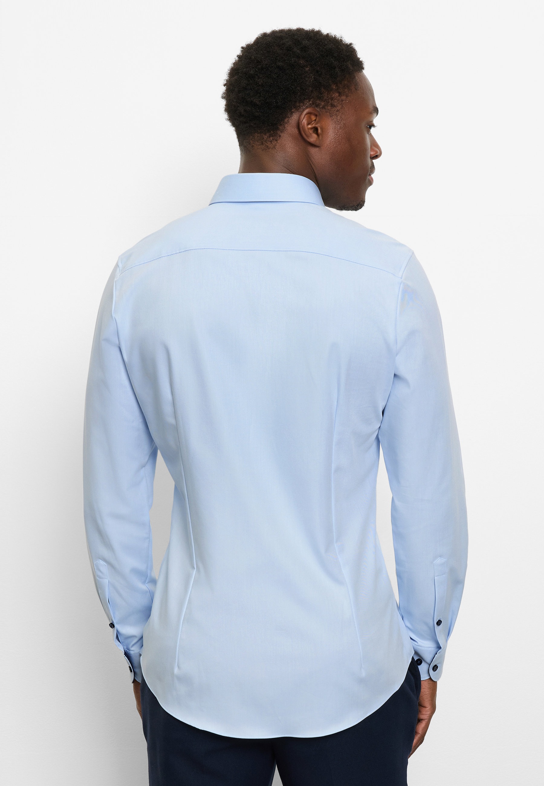 Businesshemd OLYMP "OLYMP Level Five 24/Seven, body fit, Modern Kent", Herren, Gr. 39, Normaler Arm, bleu, 64% Baumwolle, 27% Polyester, 9% Elasthan, Hemden 3