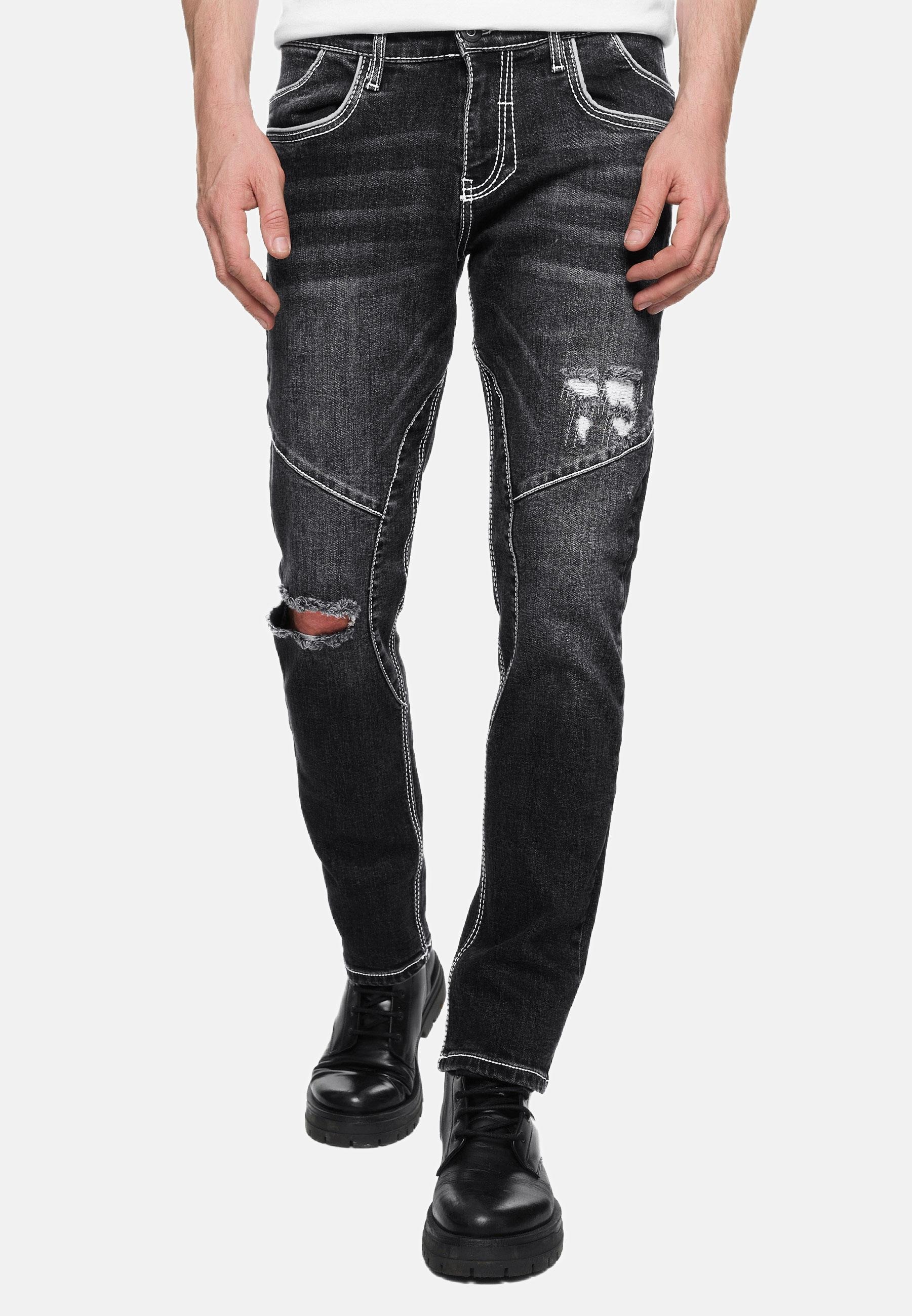 Straight-Jeans »NISHO«, mit trendigen Used-Details
