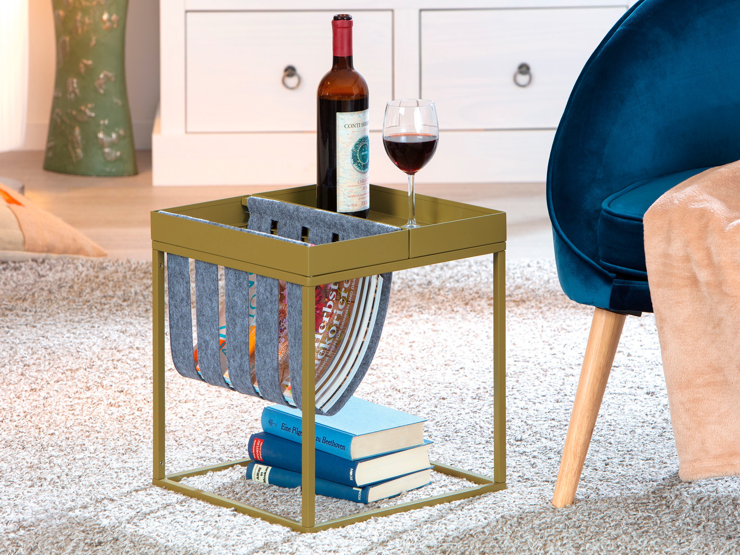 Inter Link Beistelltisch "Club NY" mit praktischem Ablagefach aus Filz günstig online kaufen