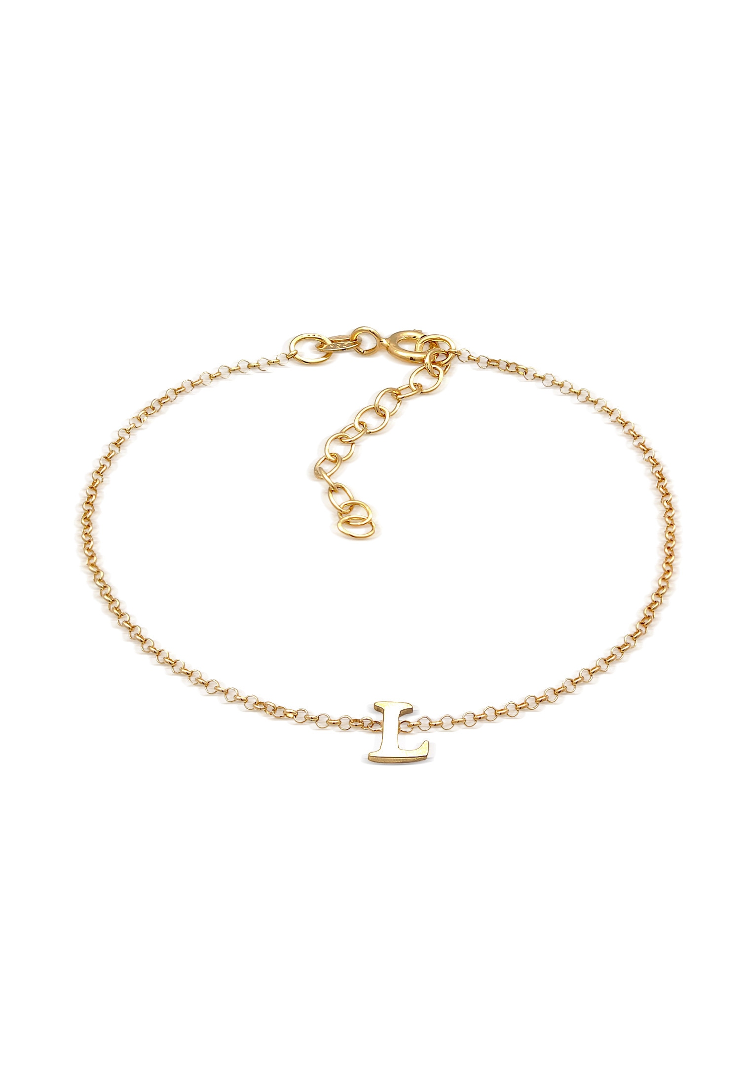 ELLI Damen Armkette "Armband Buchstaben Initialen Anhänger L 925 Silber", Silber 925 (Sterlingsilber), gold, Silber 925 (Sterlingsilber), Armbänder