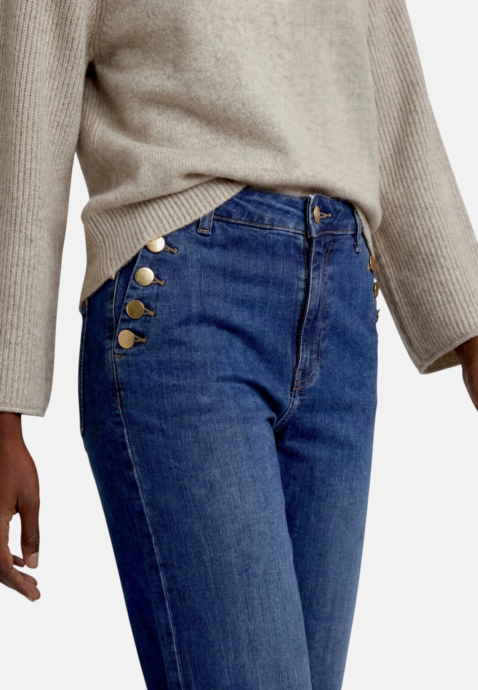 Zero Bequeme Jeans »Damen Jeans mit Zierknöpfen«