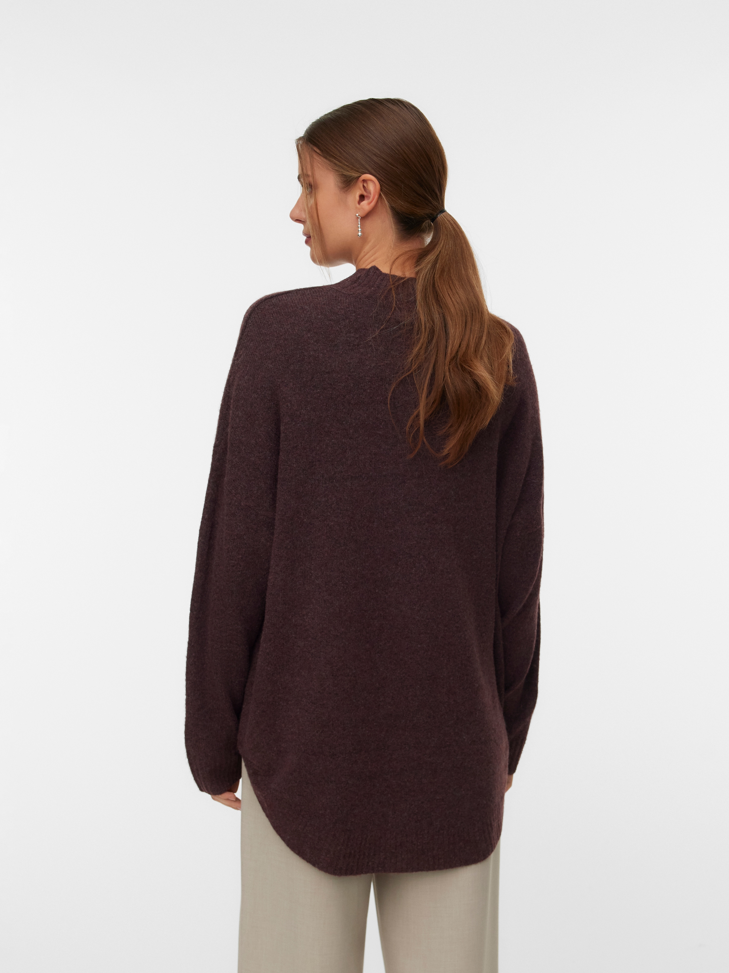 Vero Moda Strickpullover »VMPLAZA LS HIGHNECK LONG PULLOVER GA BOO« Materialmix, loose fit